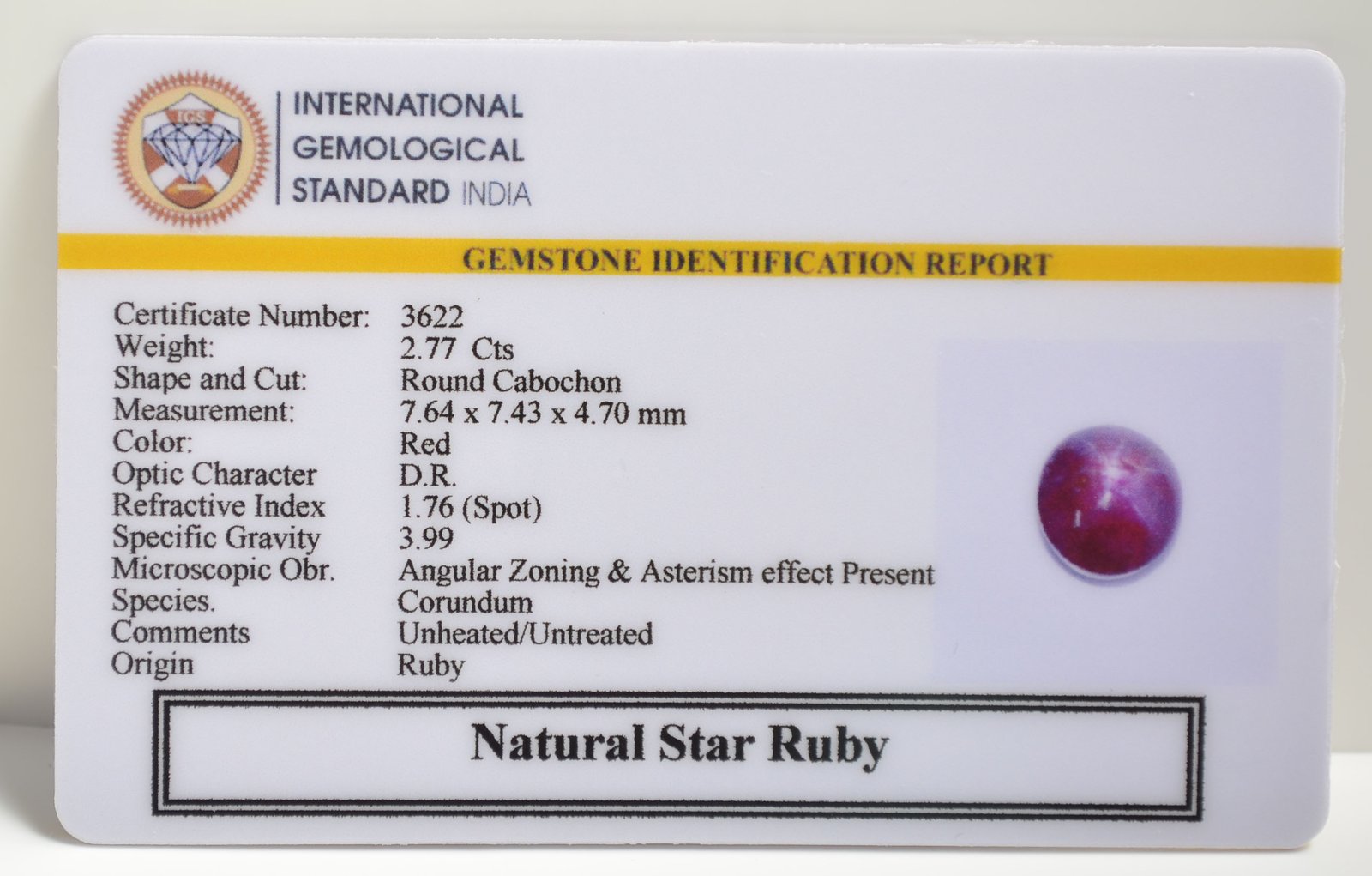 SRUB267 2 1 STAR RUBY 2.77 Ct.