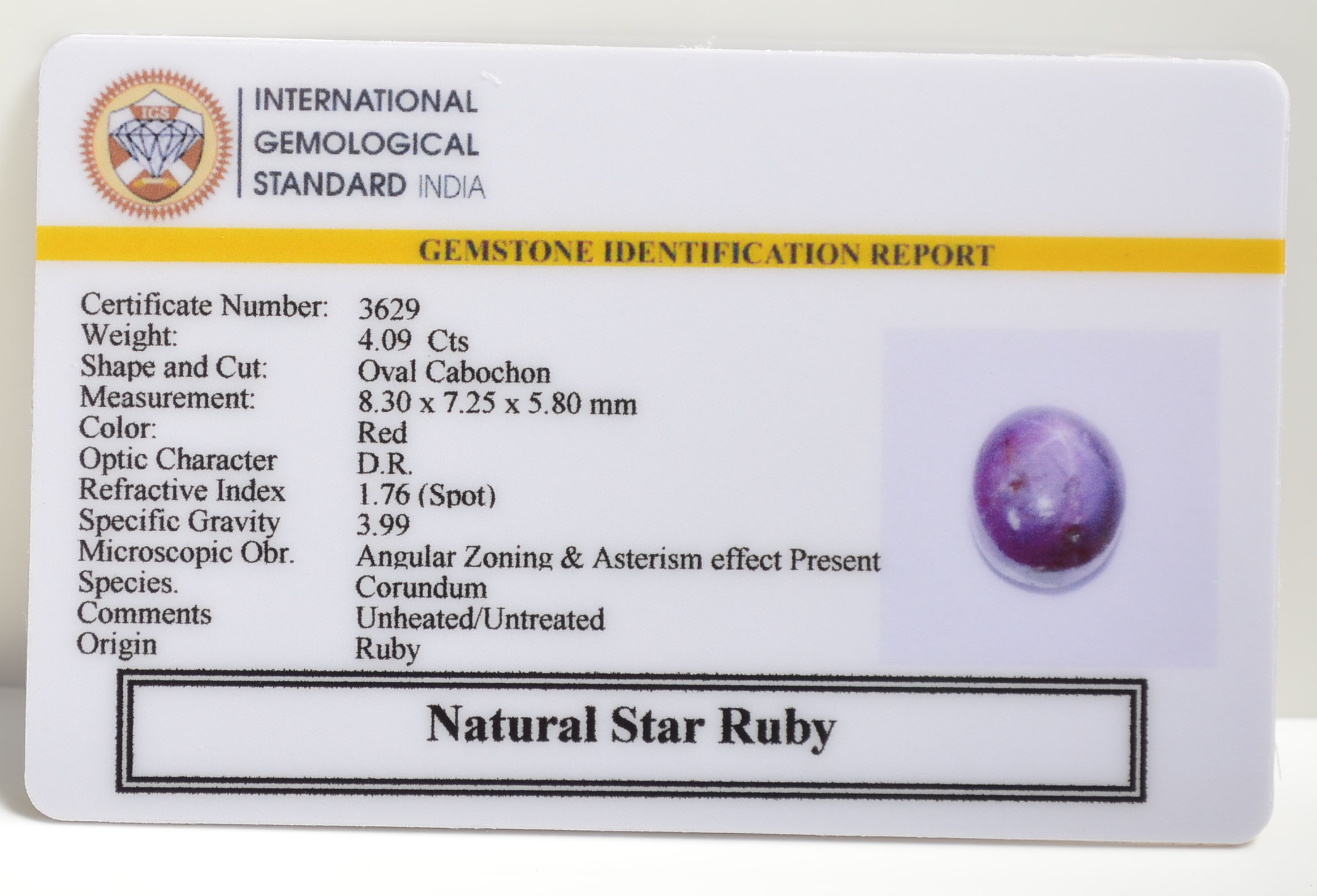SRUB274 2 STAR RUBY 4.09 Ct.