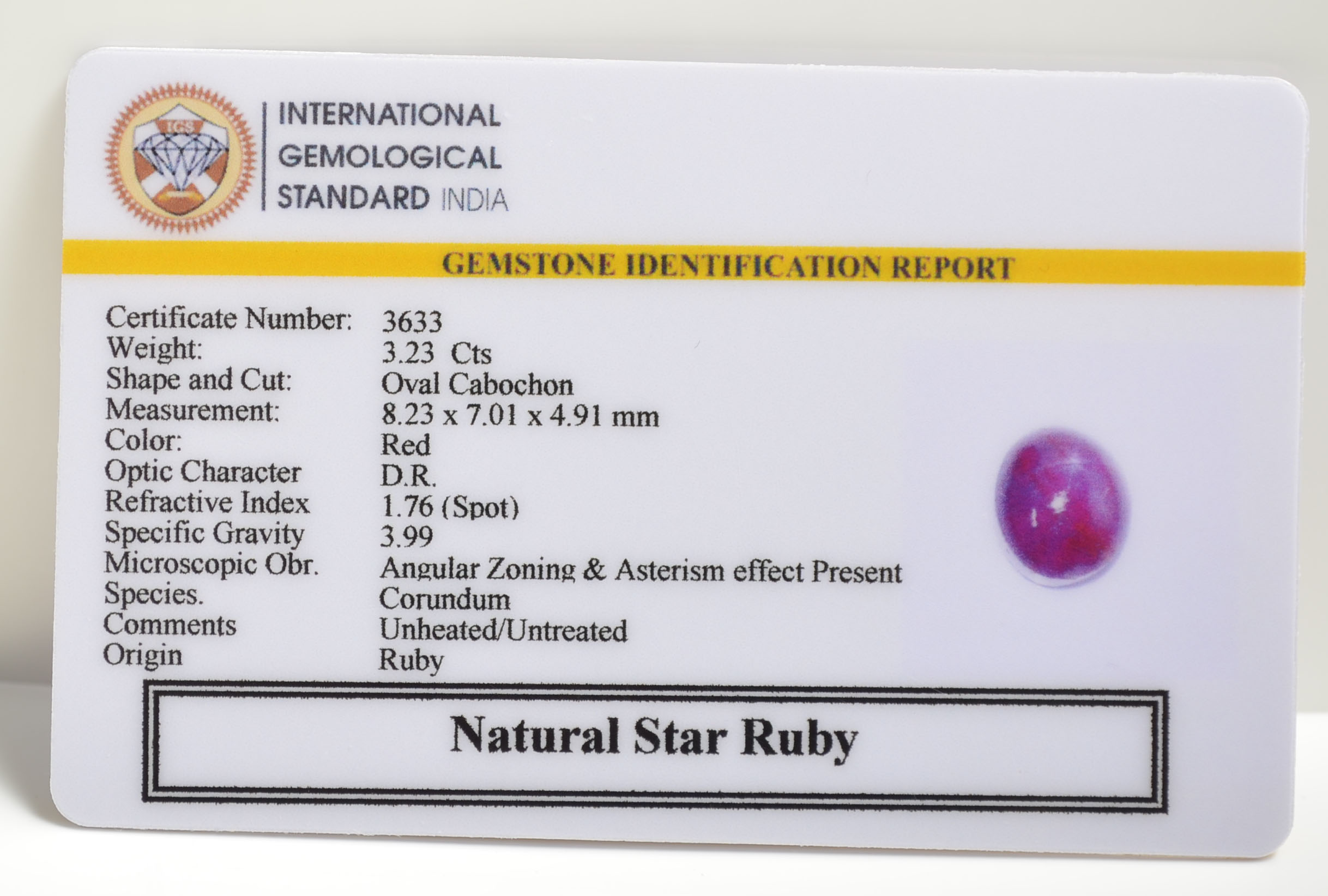 SRUB277 2 STAR RUBY 3.23 Ct.