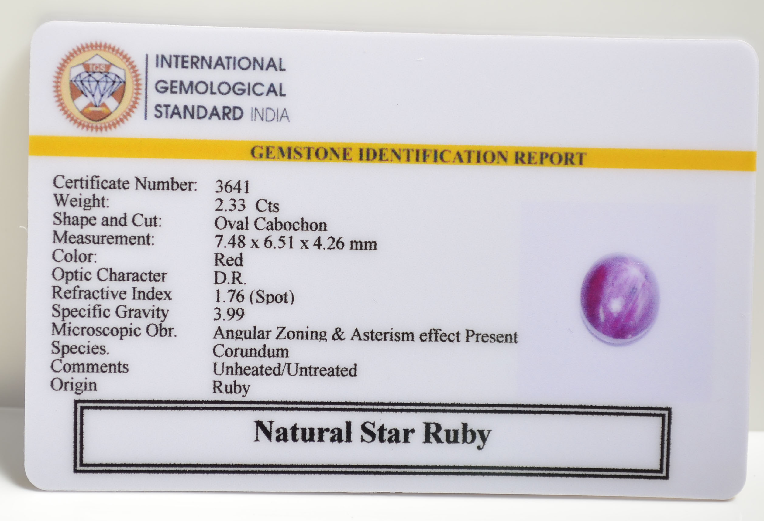 SRUB284 2 STAR RUBY 2.33 Ct.