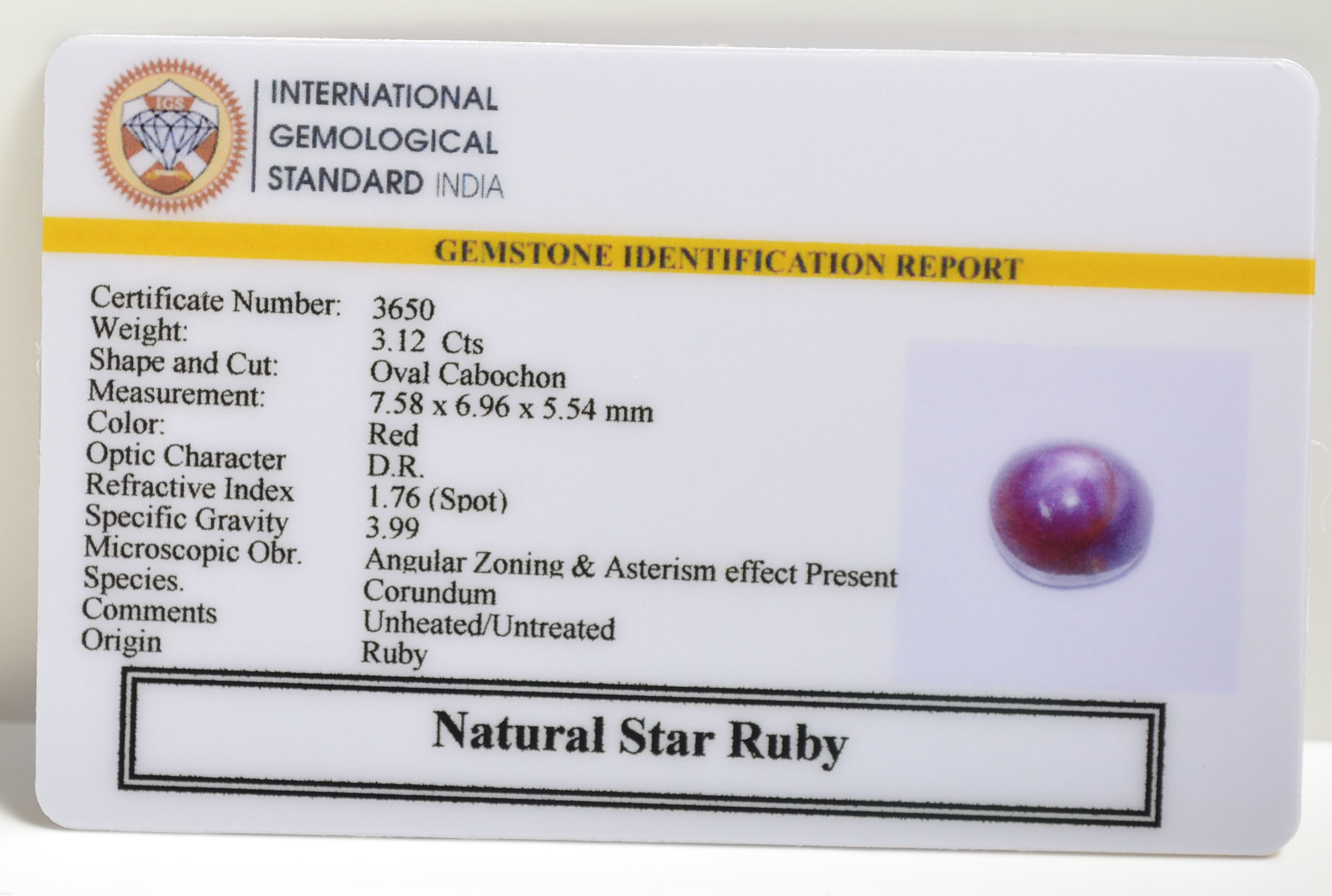 SRUB291 2 STAR RUBY 3.12 Ct.