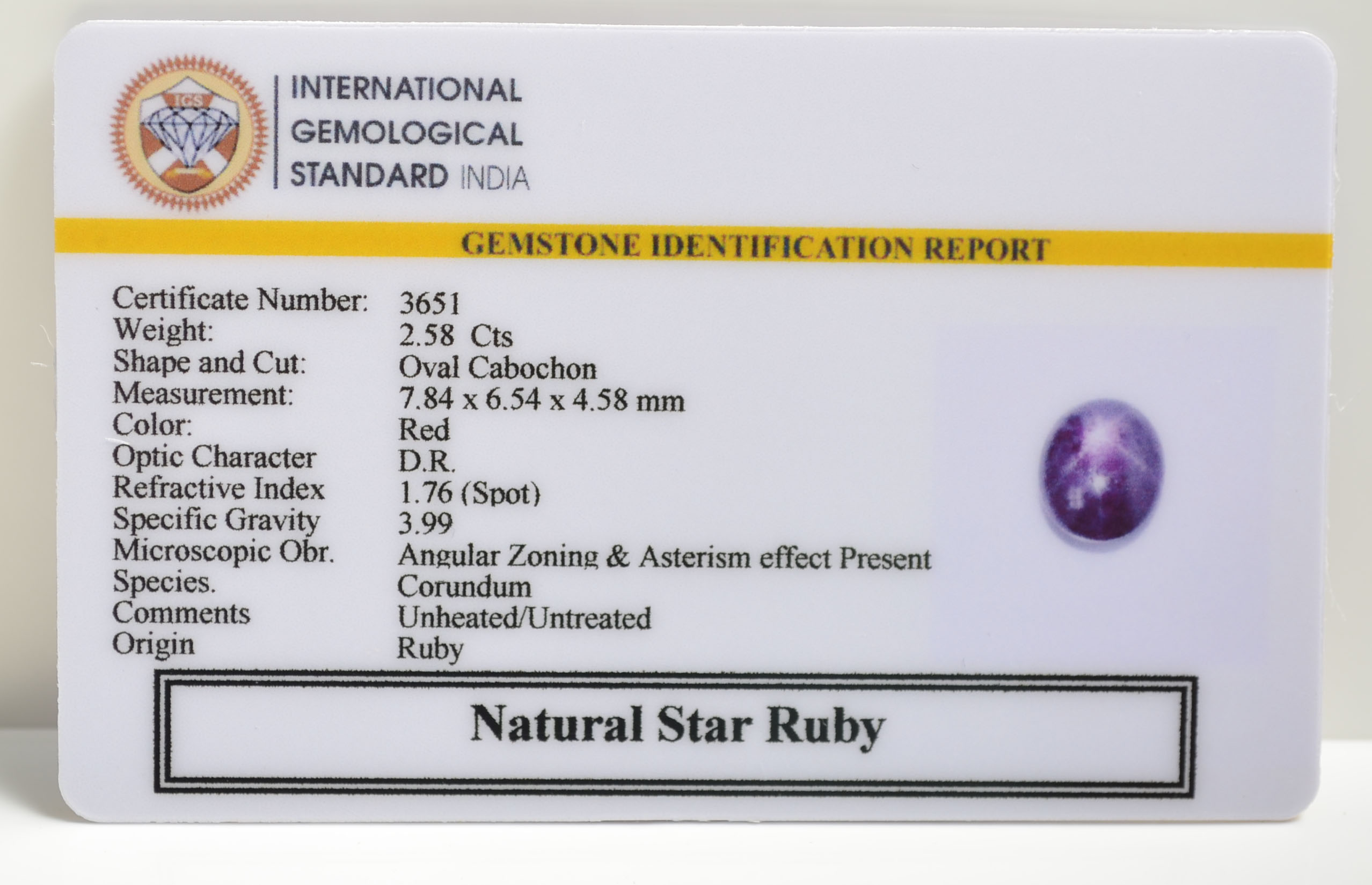 SRUB292 2 STAR RUBY 2.58 Ct.