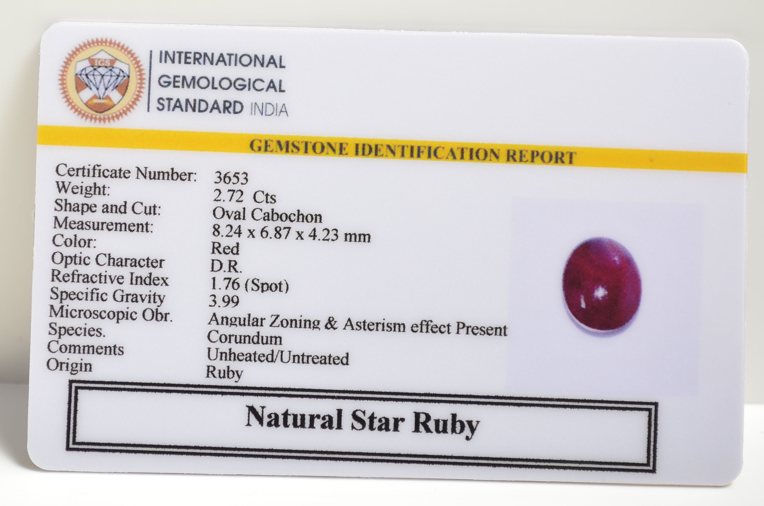 SRUB294 2 STAR RUBY 2.72 Ct.
