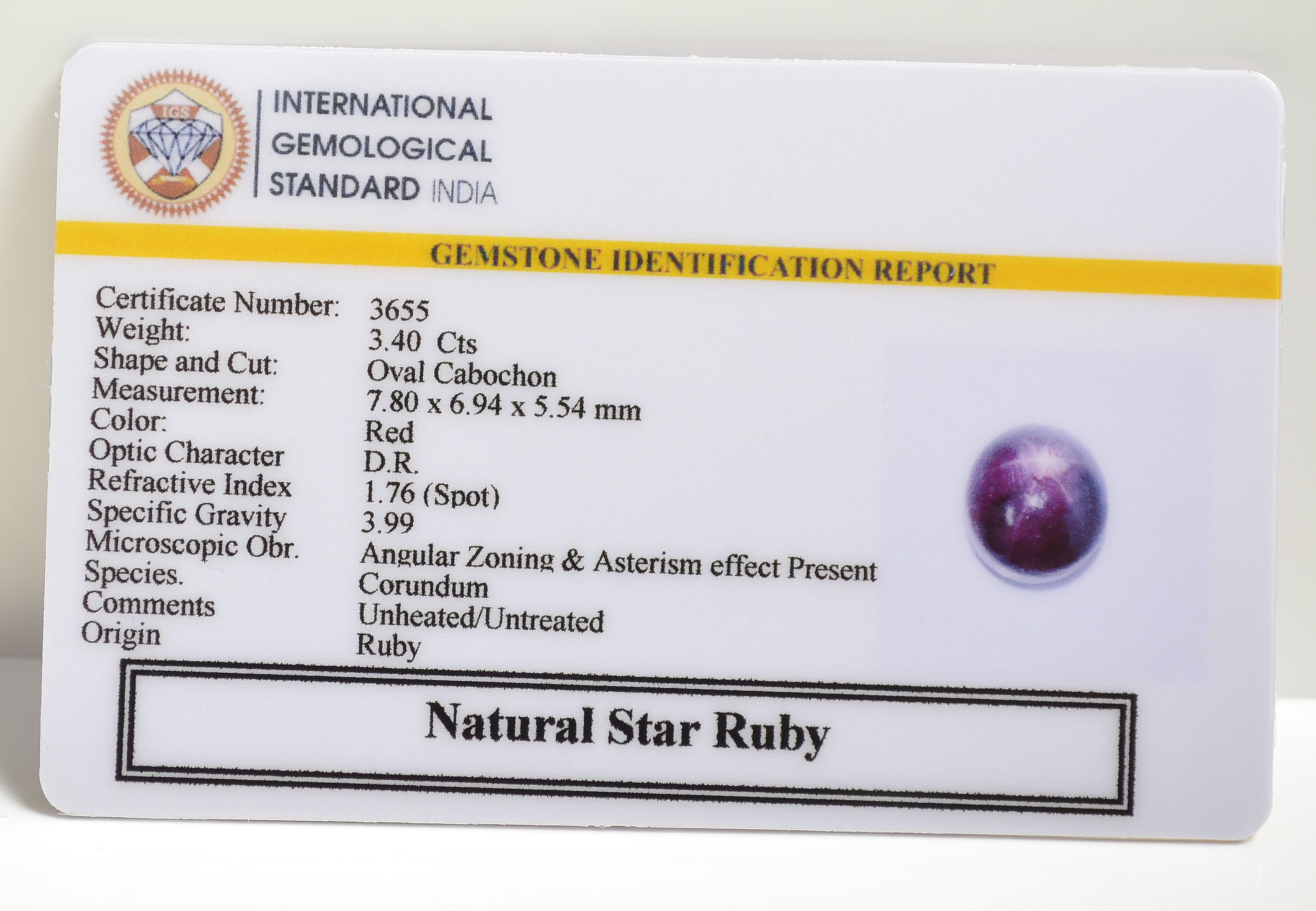 SRUB296 2 STAR RUBY 3.4 Ct.