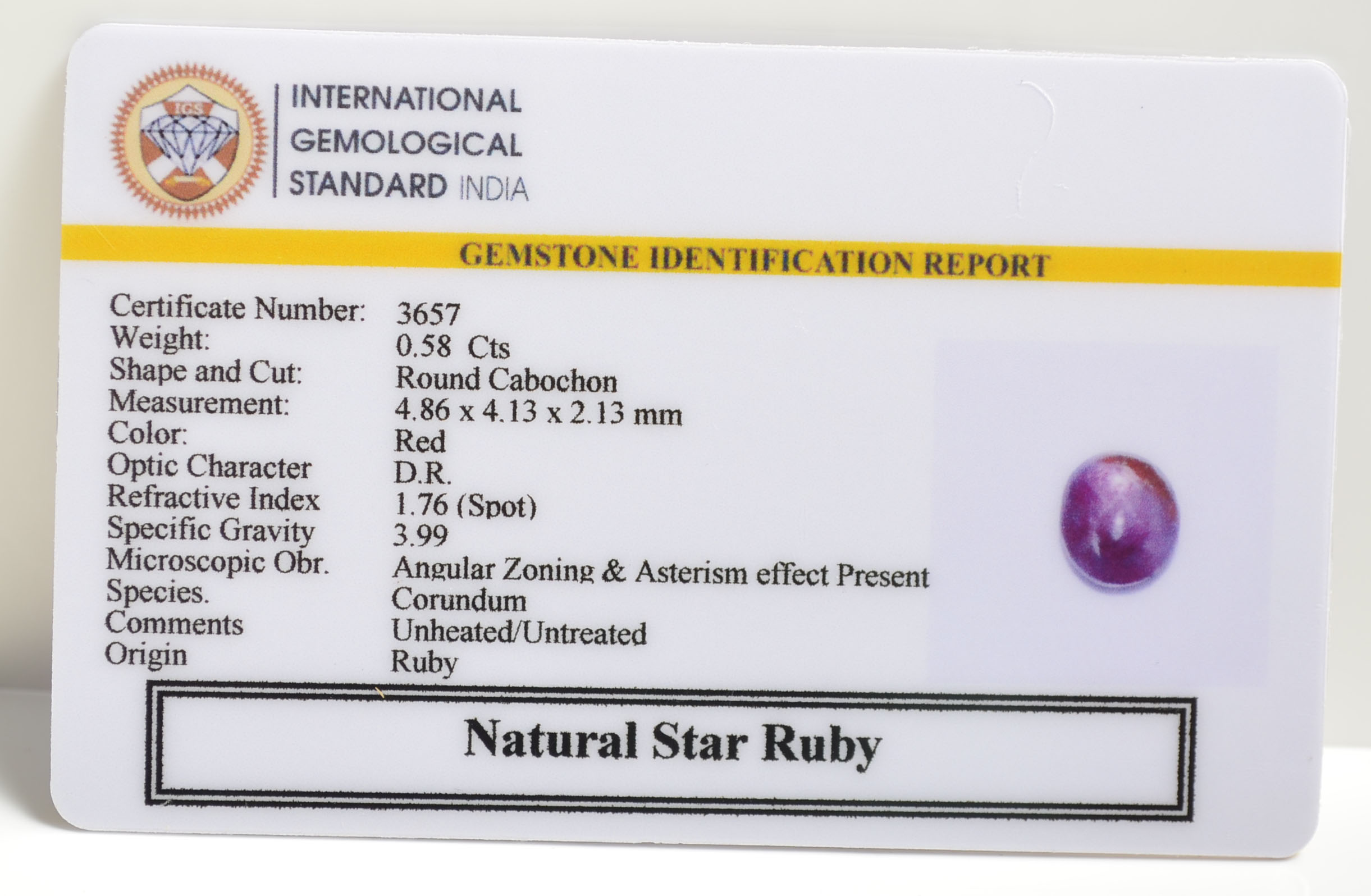 SRUB298 2 STAR RUBY 0.58 Ct.