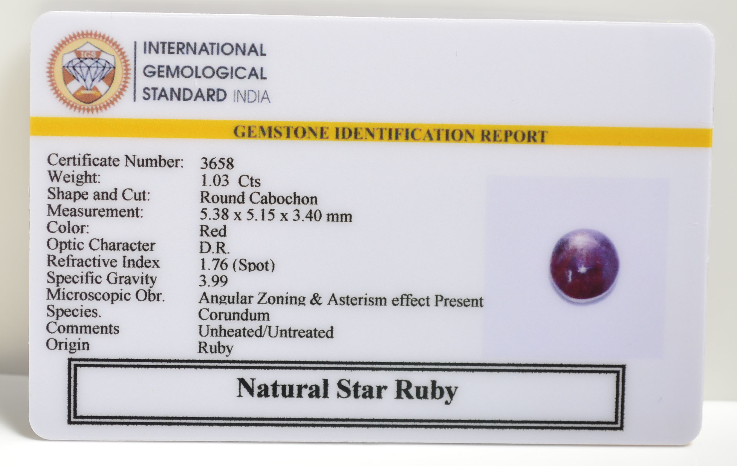 SRUB299 2 STAR RUBY 1.03 Ct.