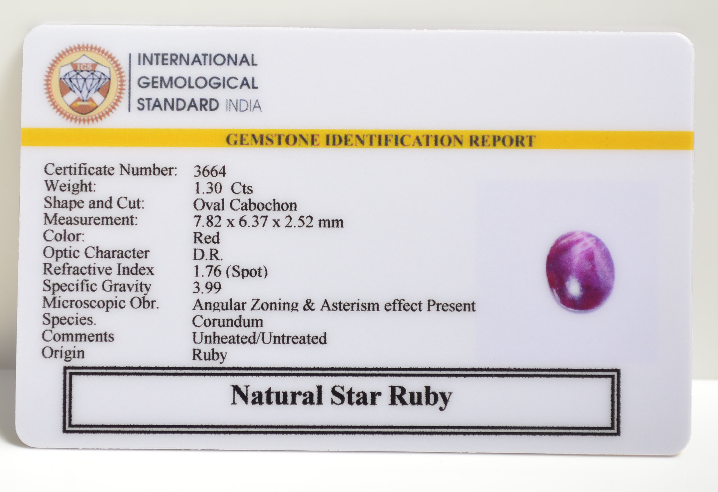 SRUB303 2 STAR RUBY 1.3 Ct.