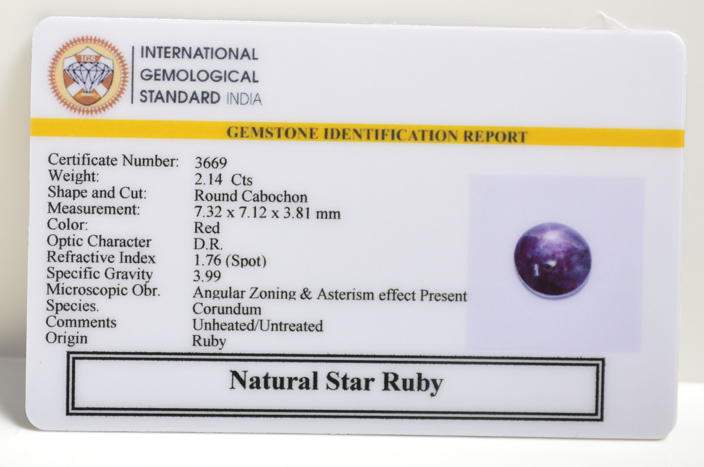 SRUB306 2 STAR RUBY 2.14 Ct.