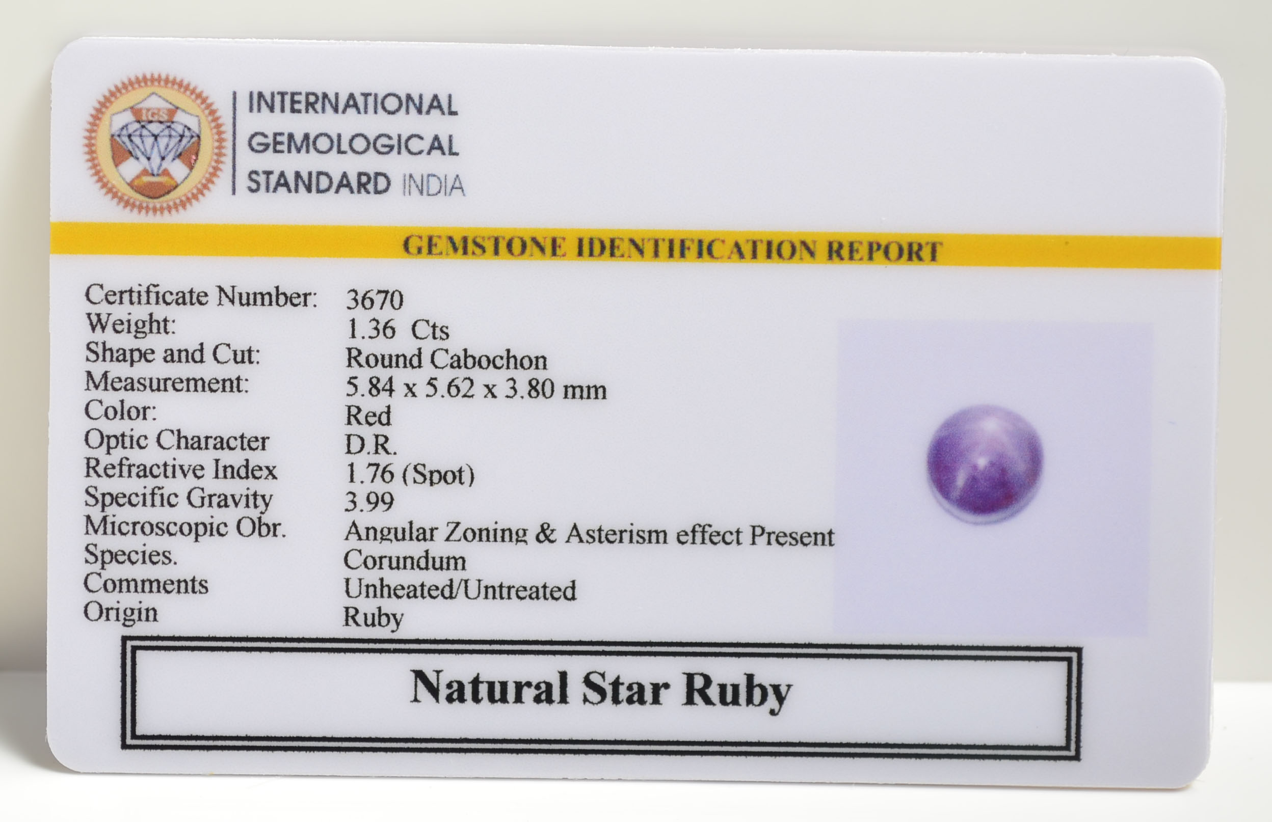 SRUB307 2 STAR RUBY 1.36 Ct.