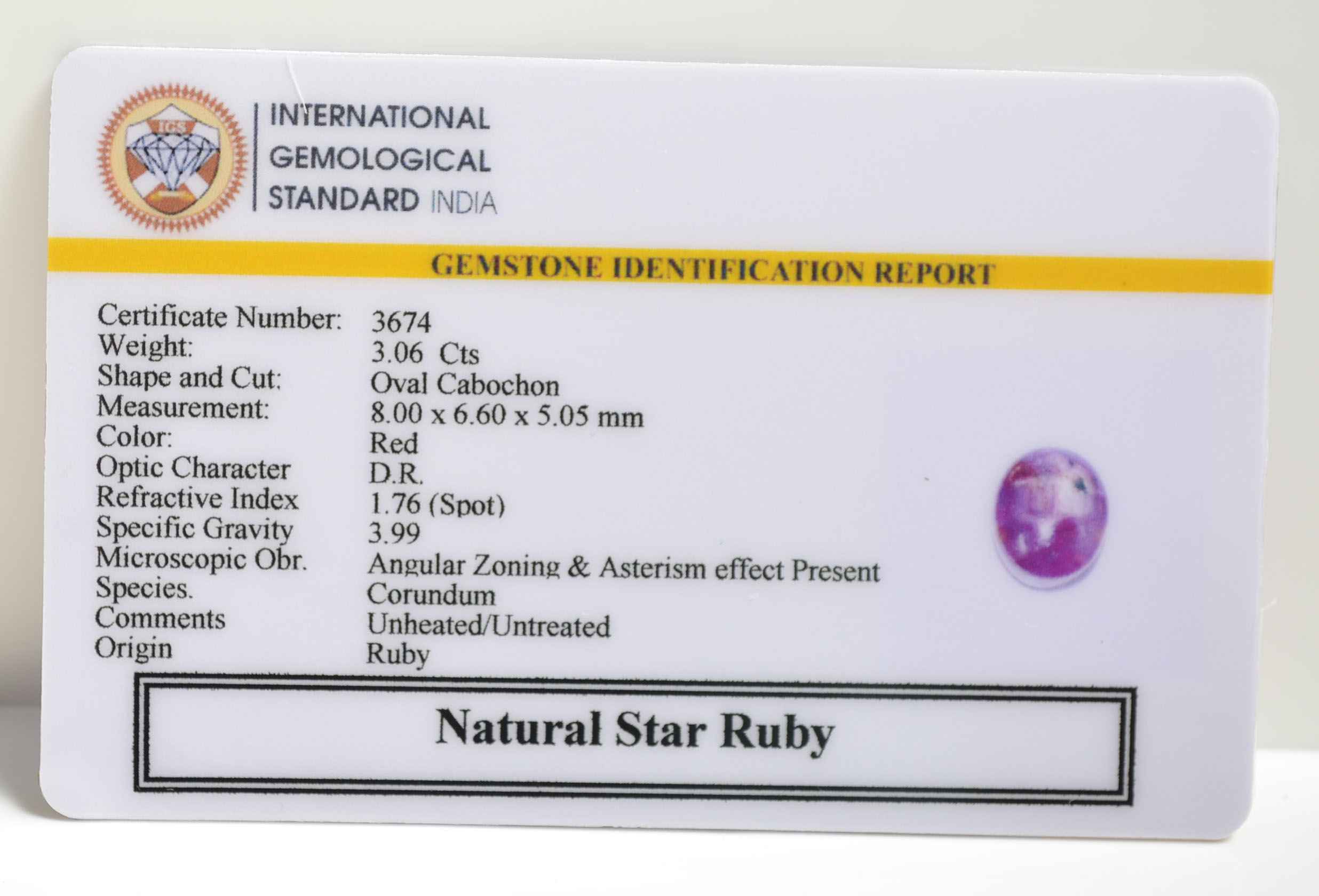 SRUB309 2 STAR RUBY 3.06 Ct.