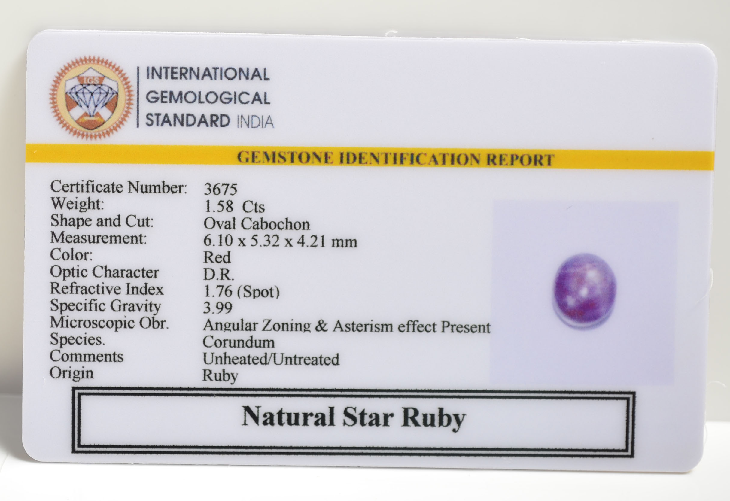 SRUB310 2 STAR RUBY 1.58 Ct.