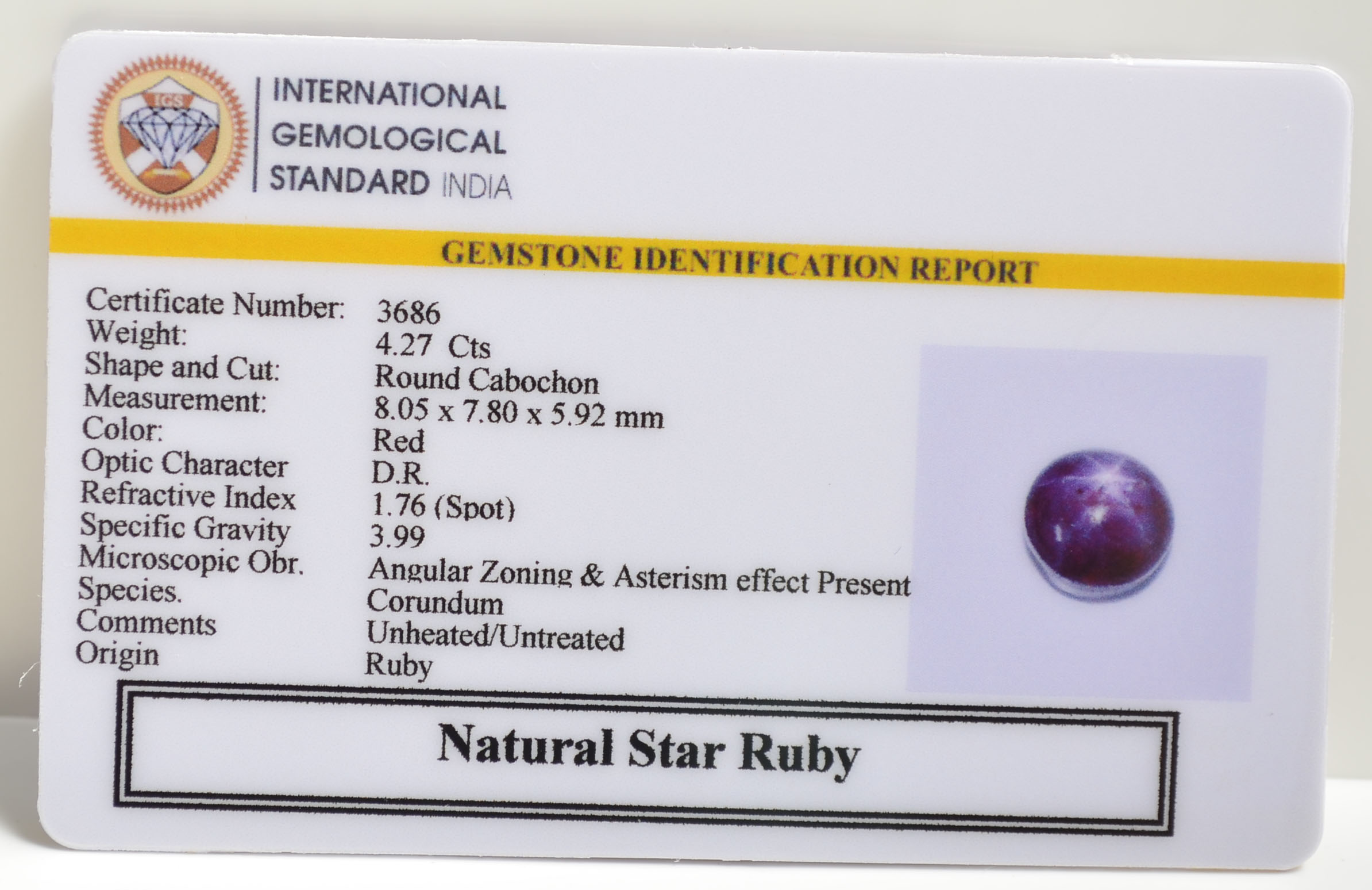 SRUB318 2 STAR RUBY 4.27 Ct.