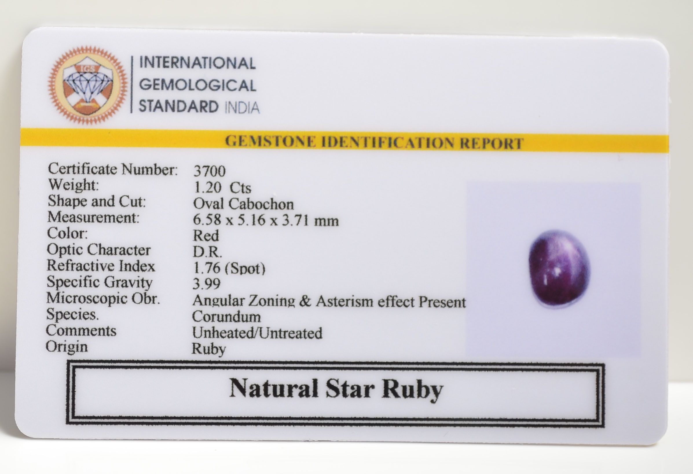 SRUB330 2 STAR RUBY 1.2 Ct.