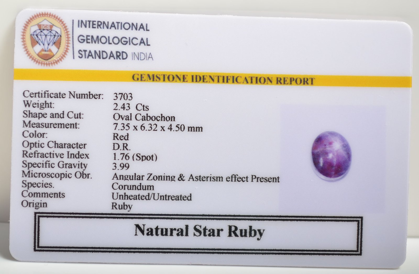 SRUB332 2 1 STAR RUBY 2.43 Ct.
