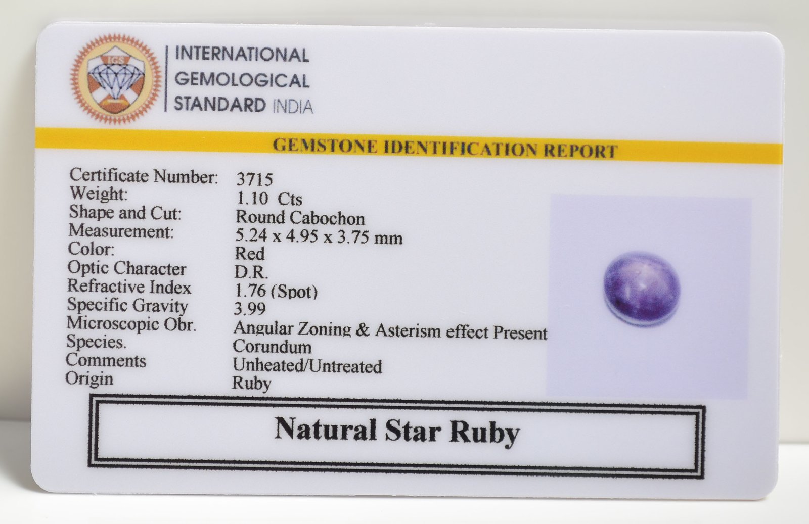 SRUB342 2 1 STAR RUBY 1.1 Ct.