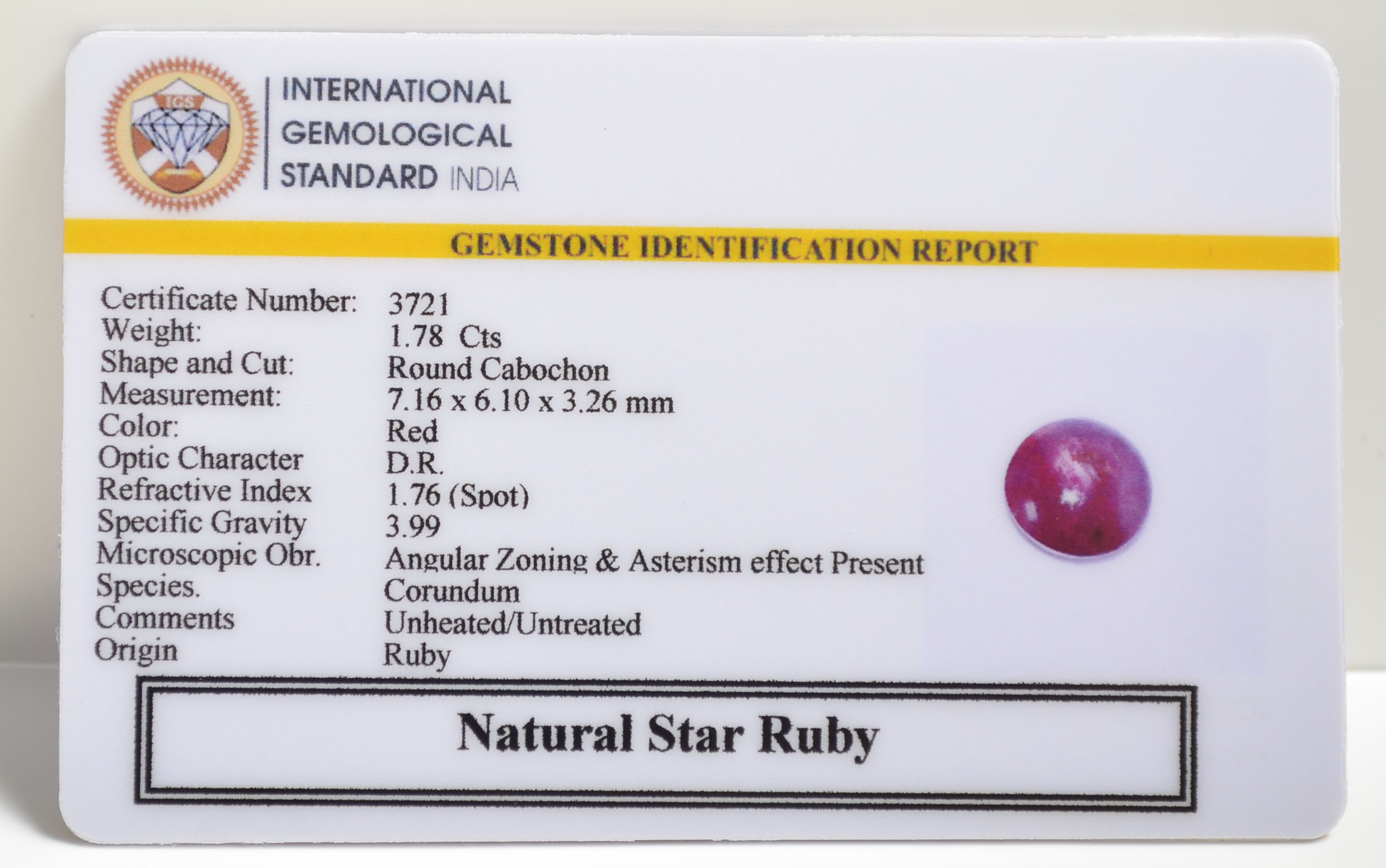 SRUB347 2 STAR RUBY 1.78 Ct.
