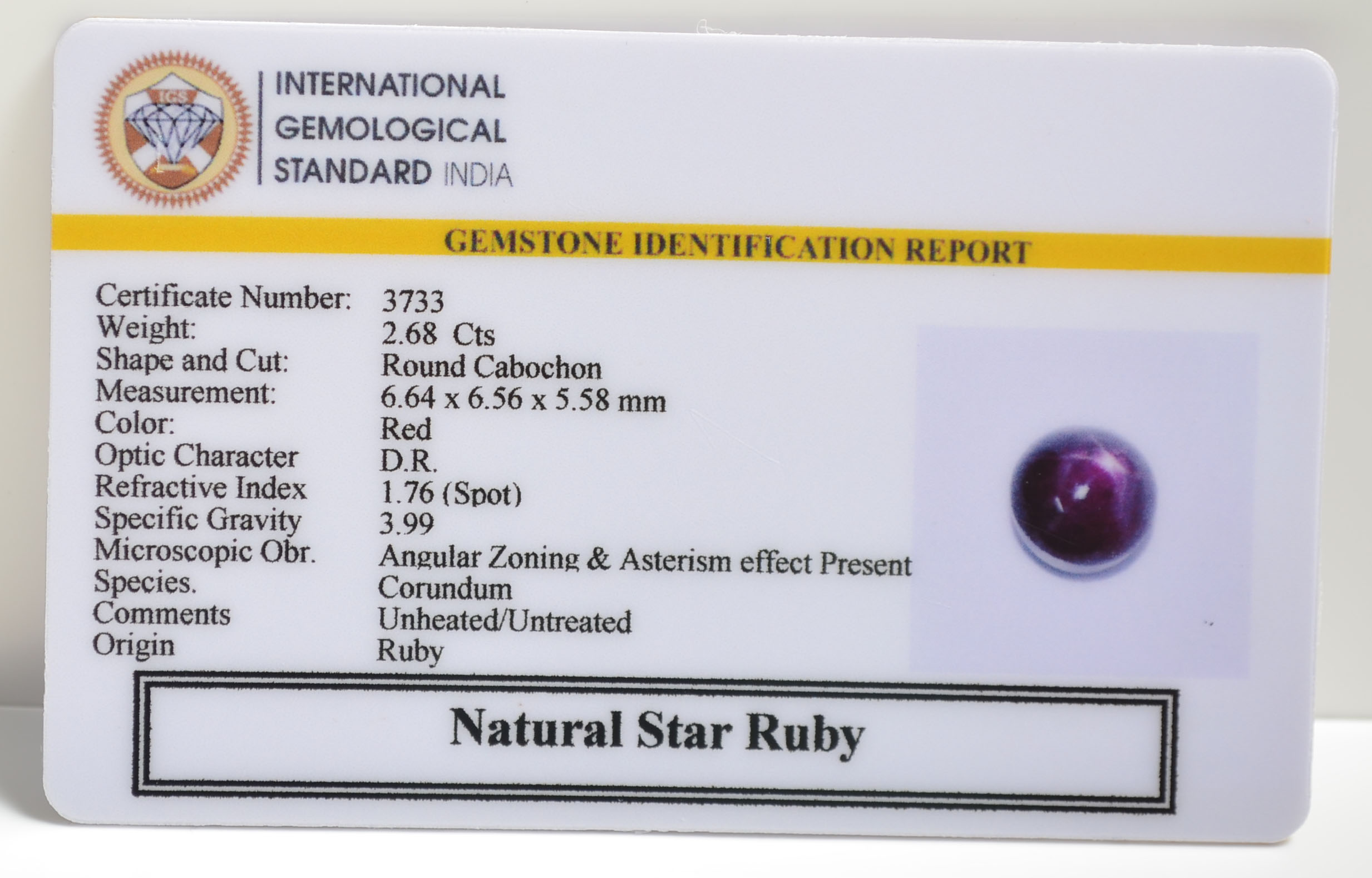 SRUB356 2 STAR RUBY 2.68 Ct.