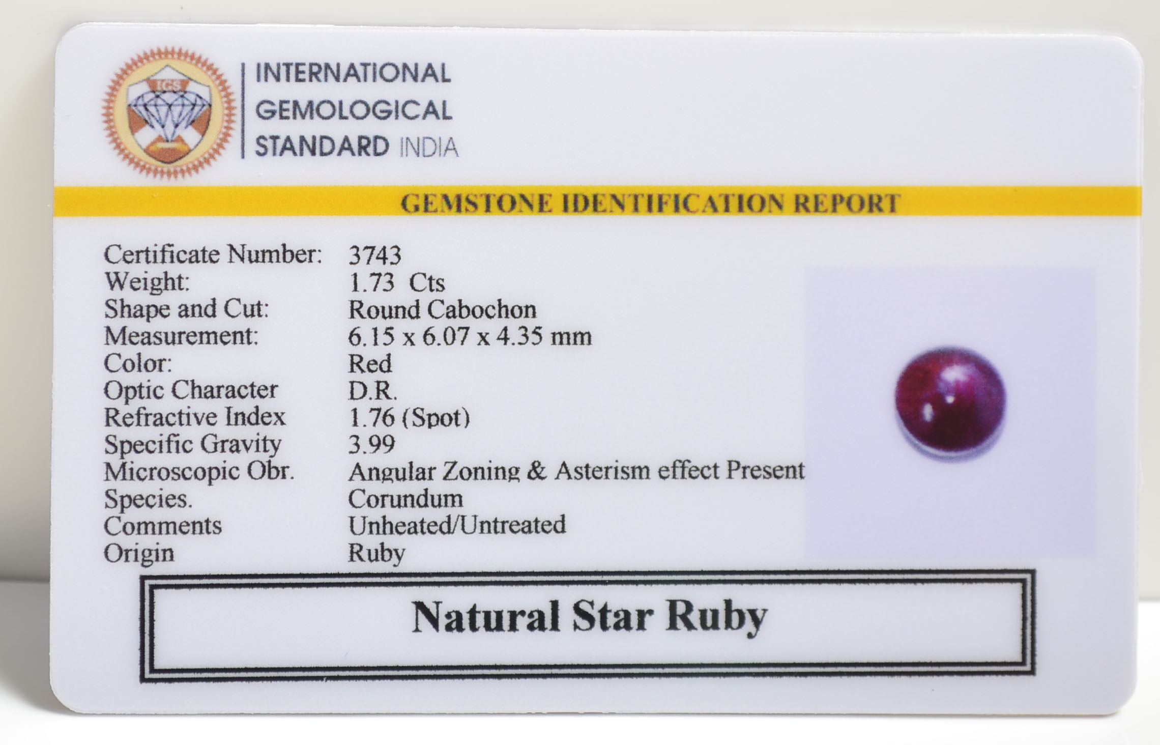 SRUB366 2 STAR RUBY 1.73 Ct.