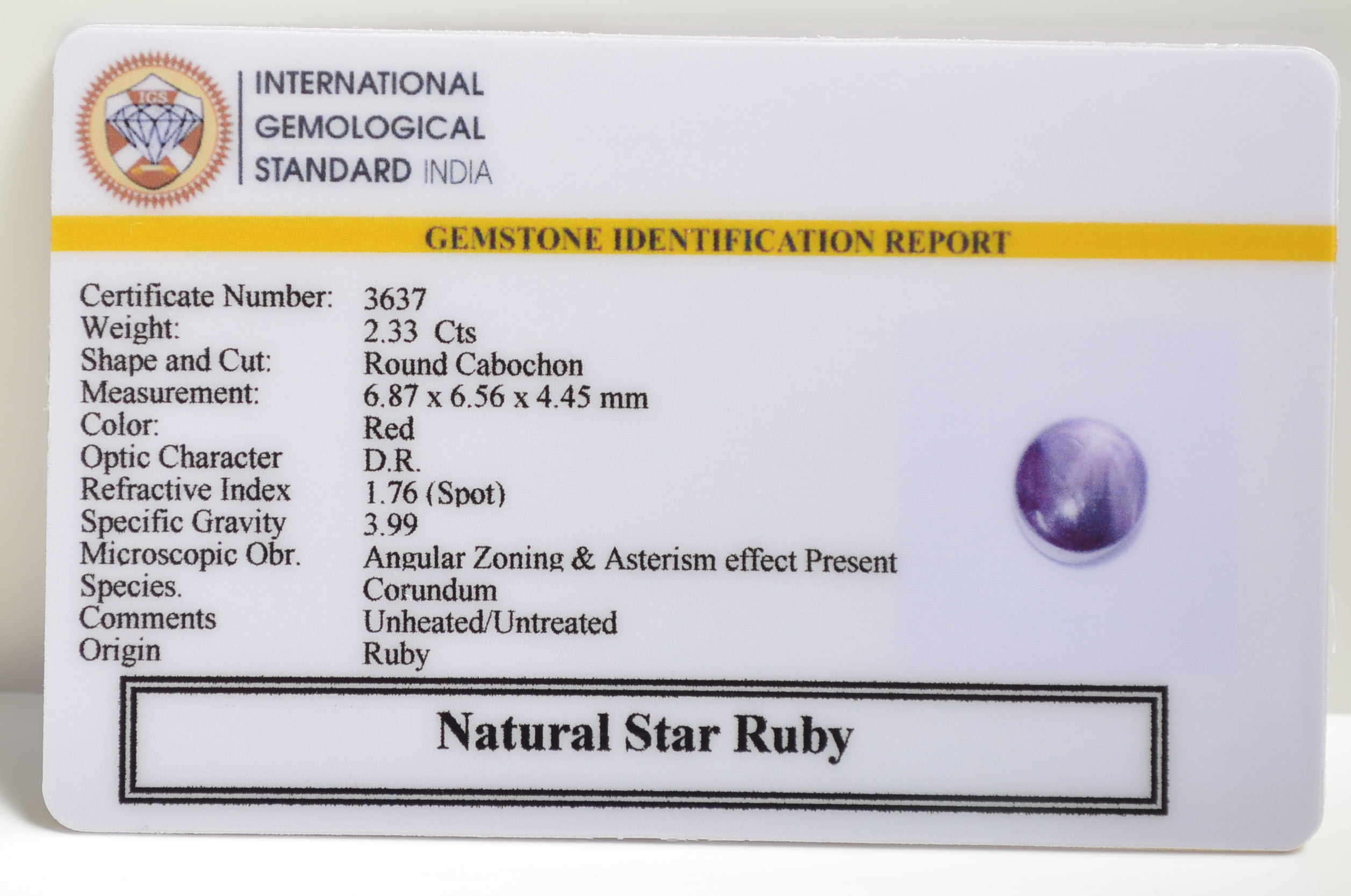 SRUBG316 2 STAR RUBY 2.33 Ct.
