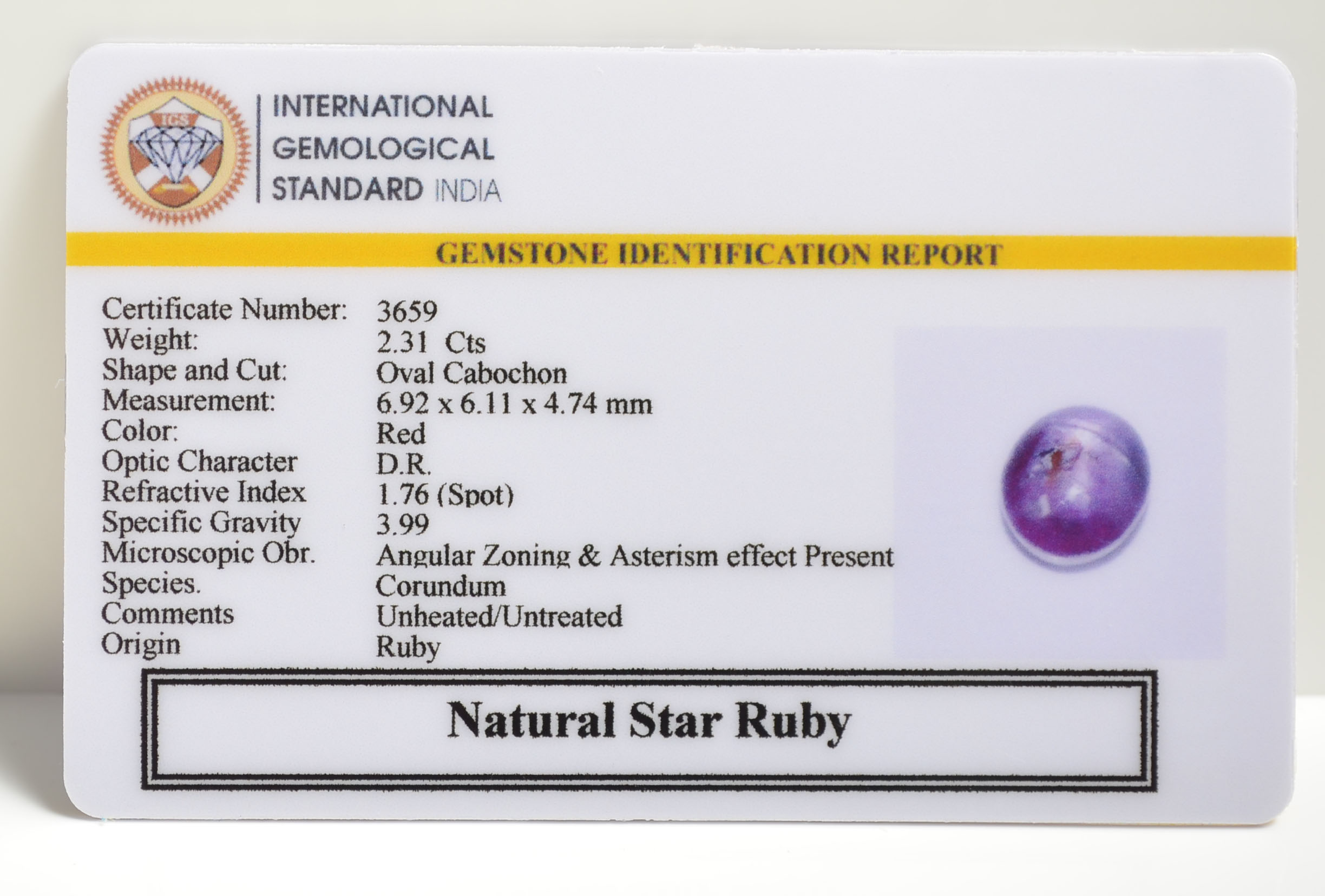 SRUBG319 2 STAR RUBY 2.31 Ct.