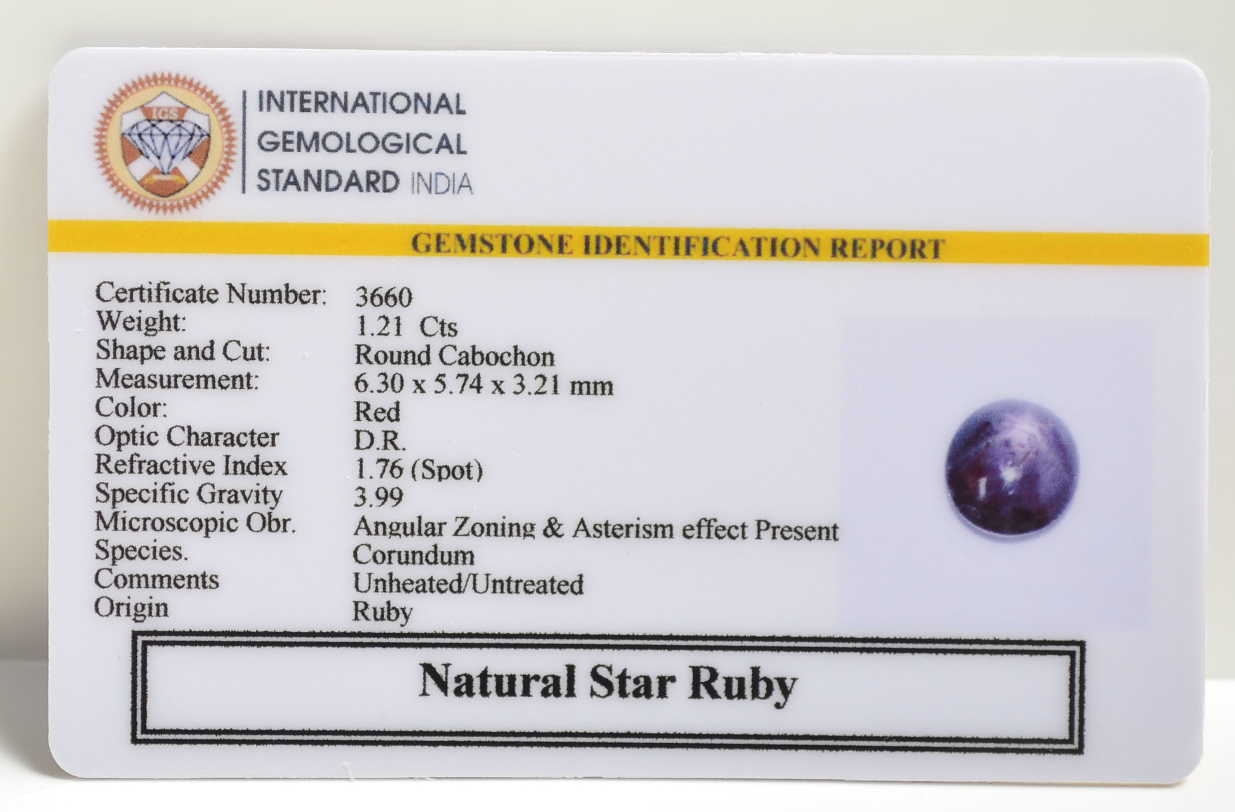 SRUBG320 2 STAR RUBY 1.21 Ct.