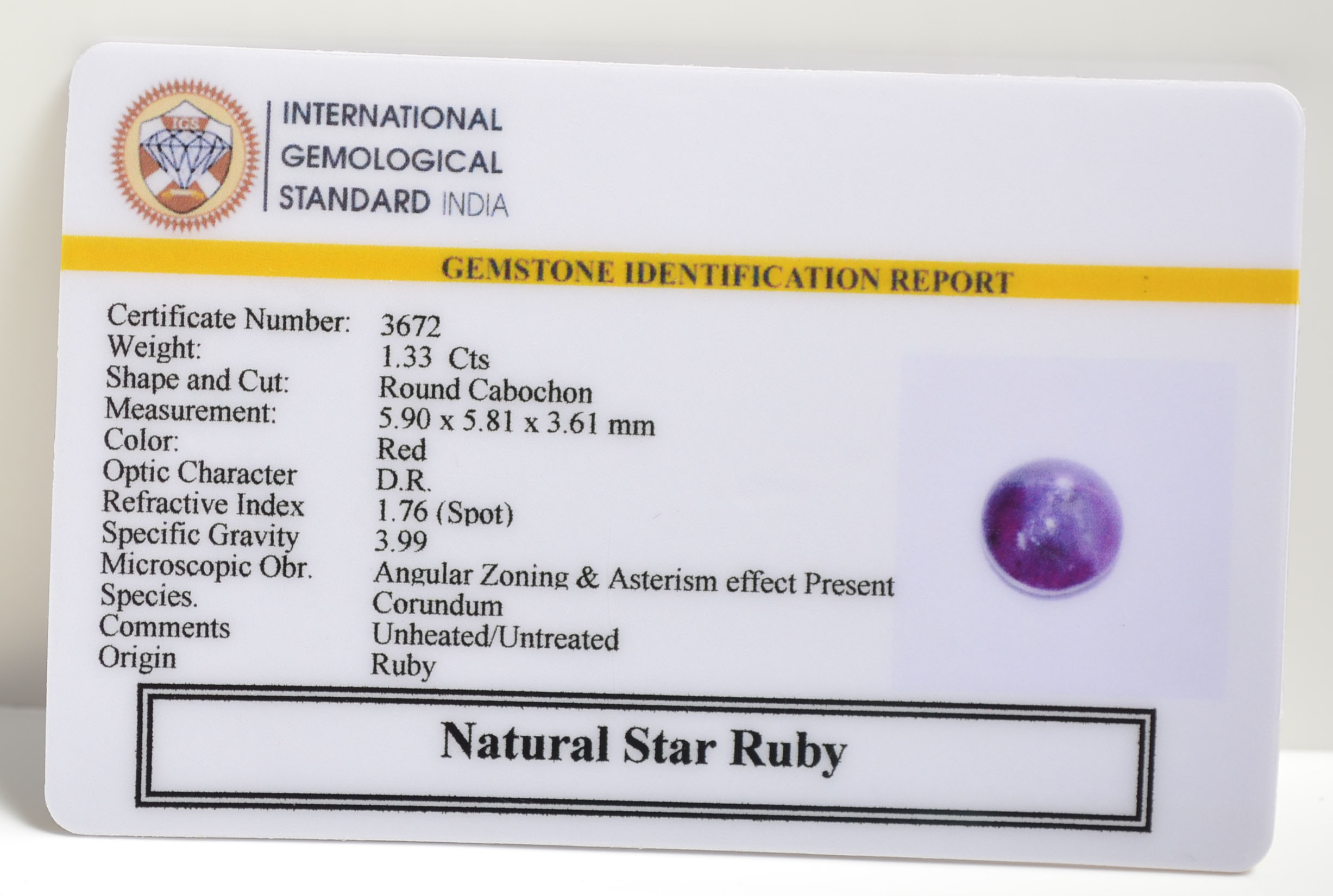 SRUBG324 2 STAR RUBY 1.33 Ct.