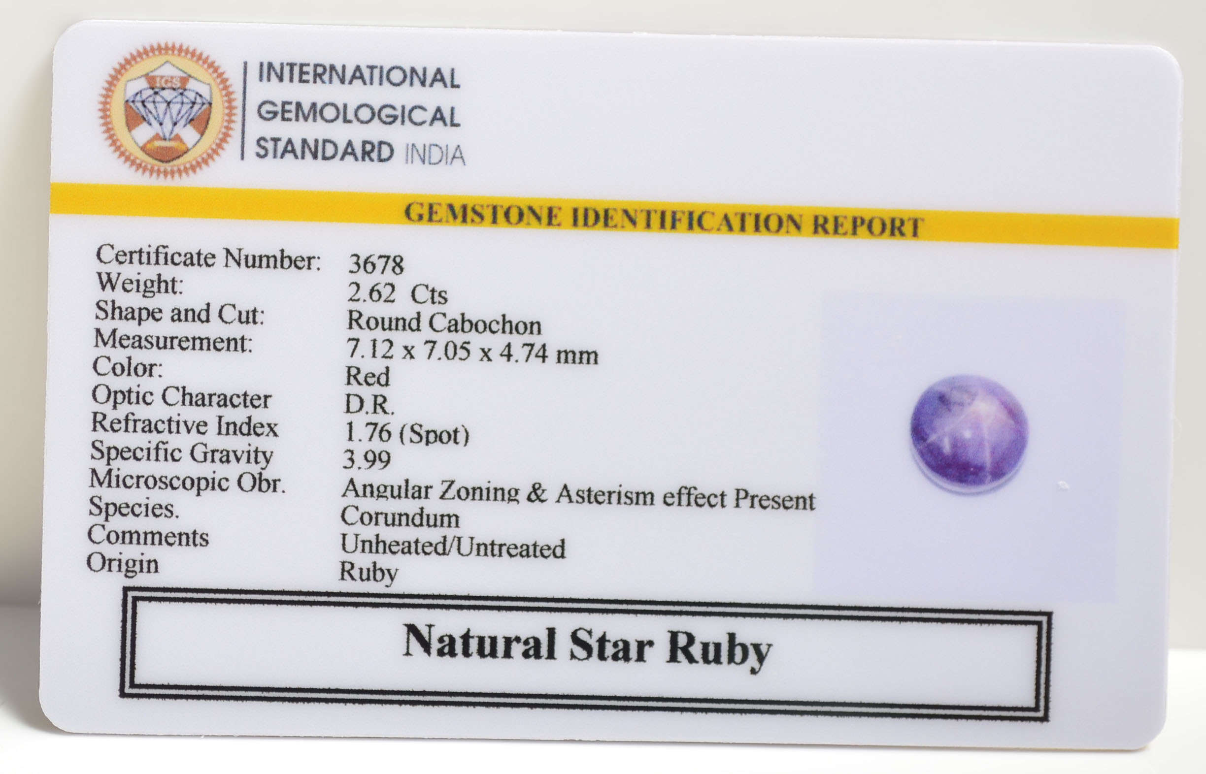 SRUBG326 2 STAR RUBY 2.62 Ct.