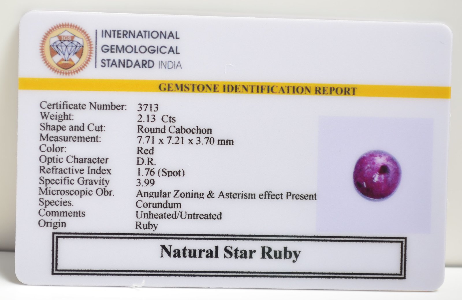 SRUBG332 2 1 STAR RUBY 2.13 Ct.