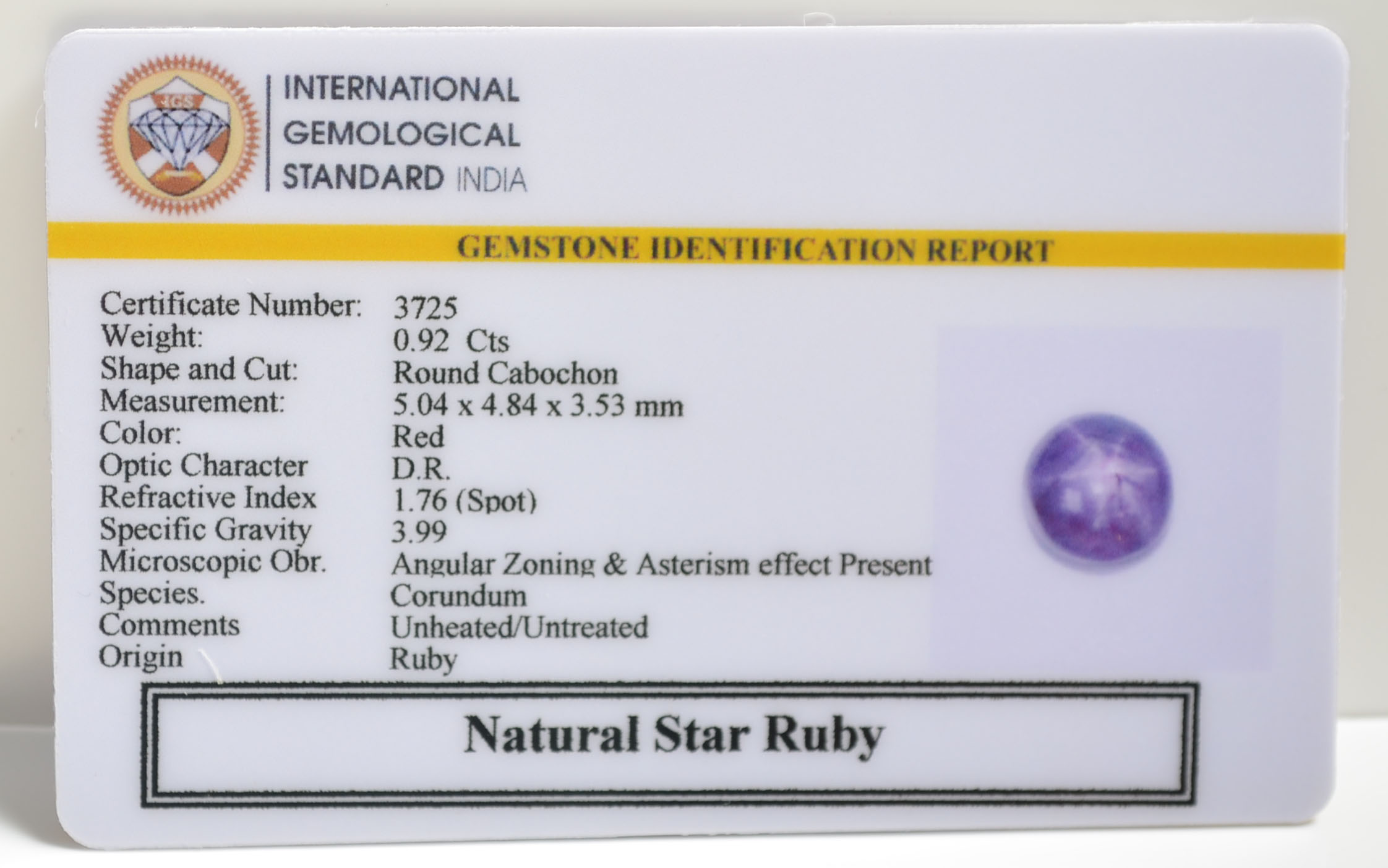 SRUBG334 2 STAR RUBY 0.92 Ct.