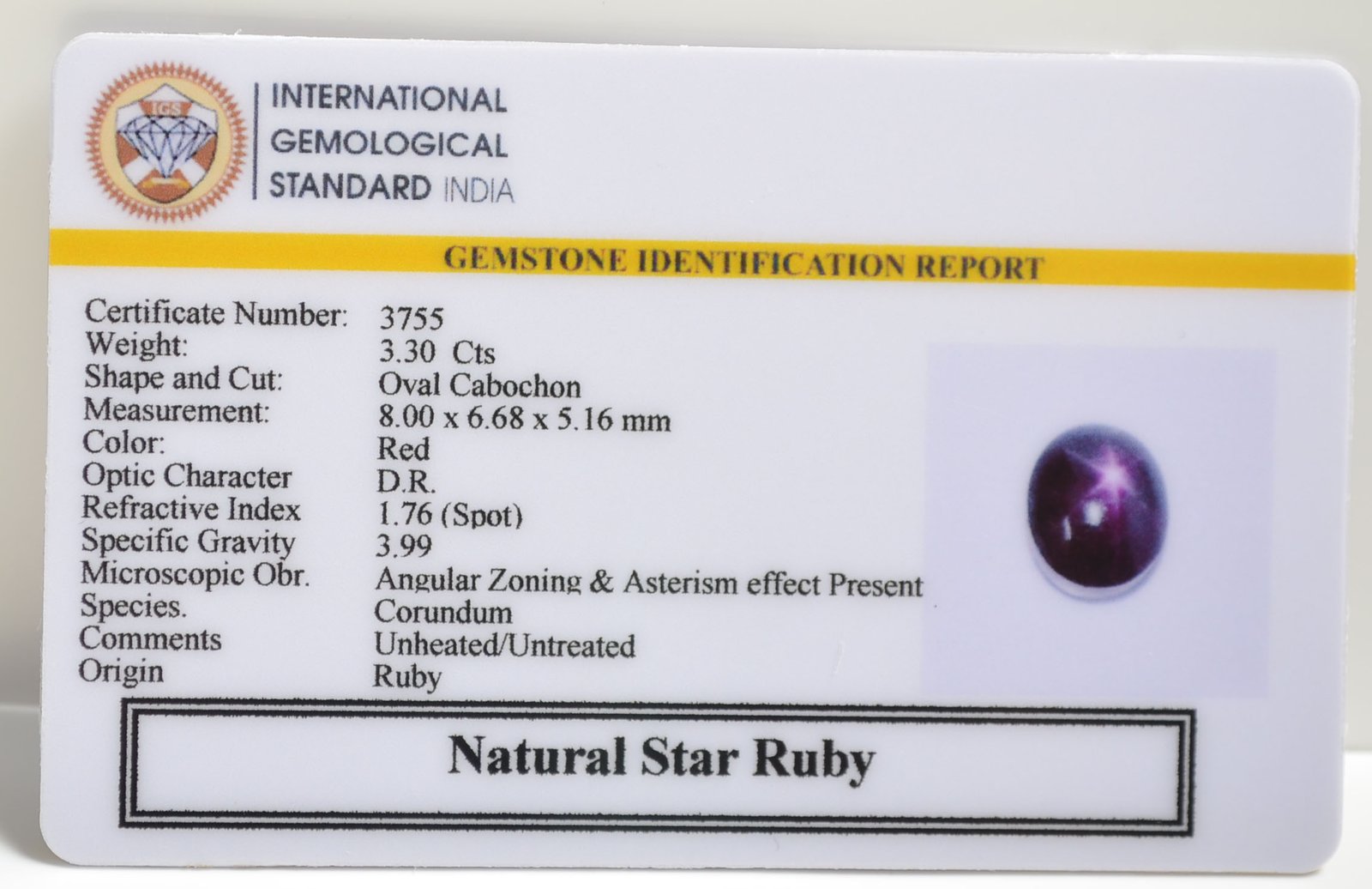 SRUBG339 2 STAR RUBY 3.3 Ct.