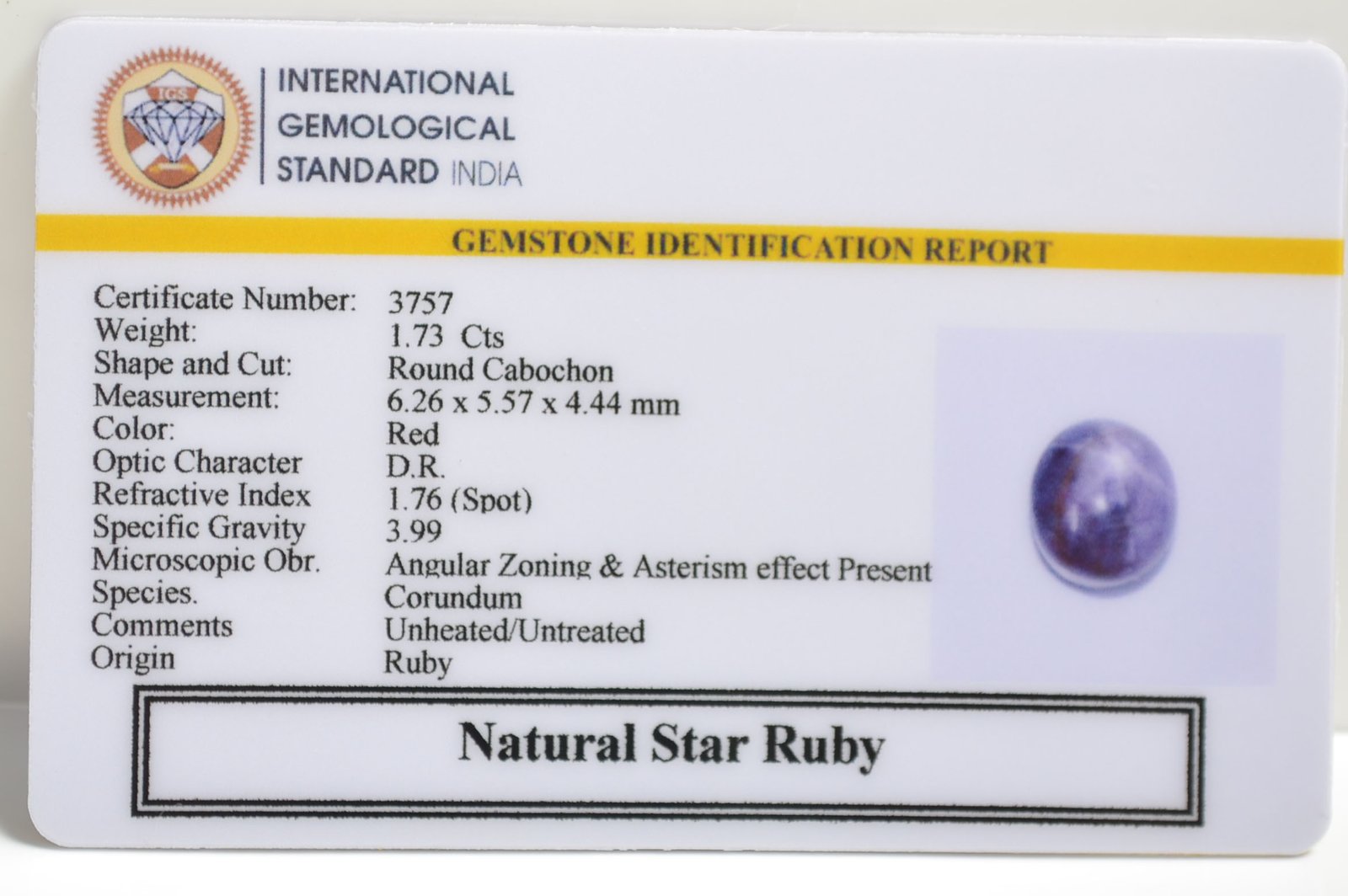 SRUBG340 2 STAR RUBY 1.73 Ct.