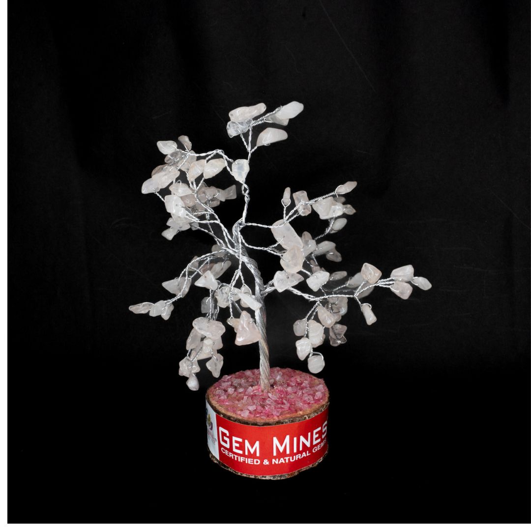 Rose Quartz Silver Wire Tree