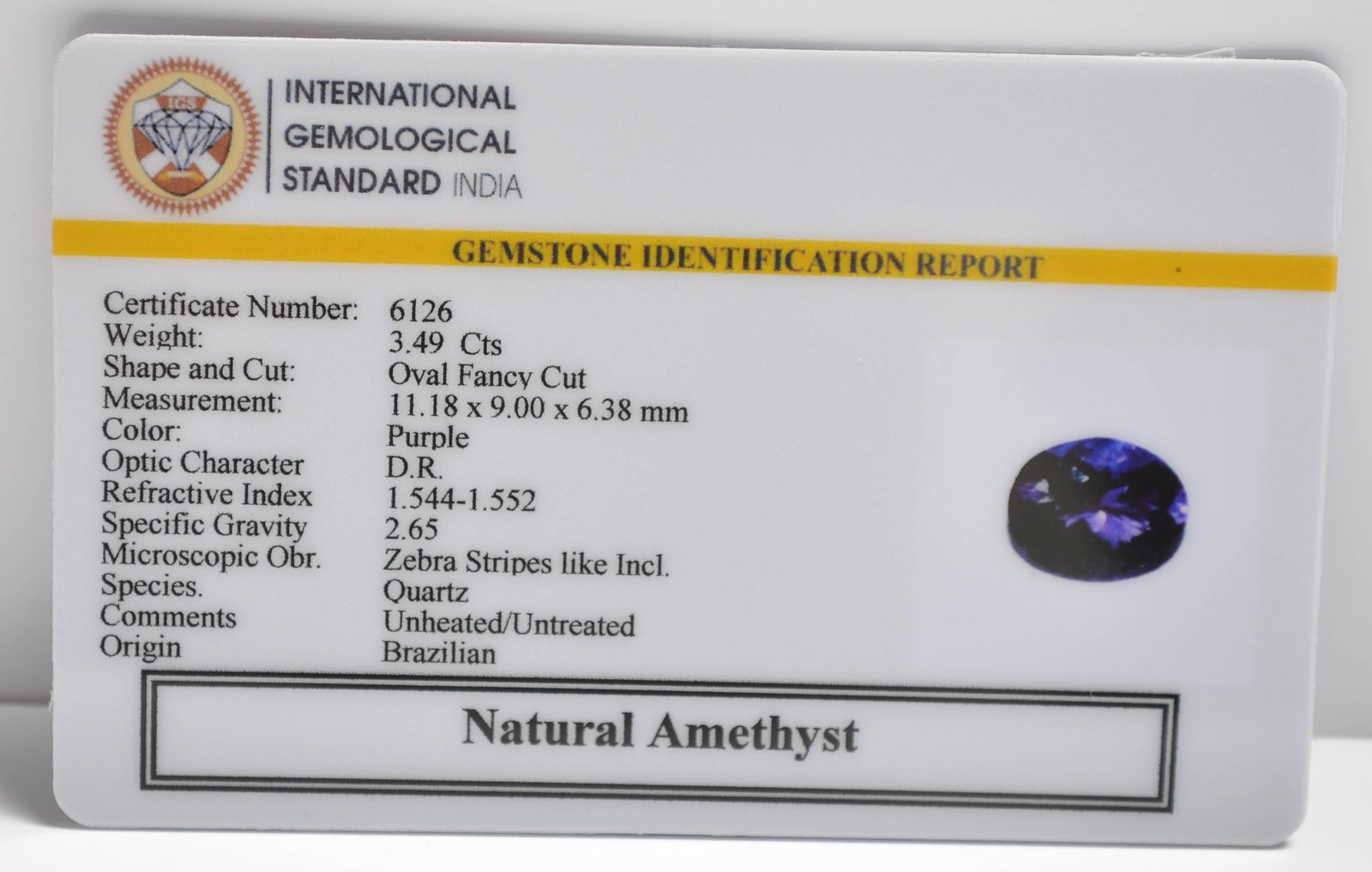 AMETHYST 3.49 Ct. 3 AME1258 2 1 AMETHYST 3.49 Ct.