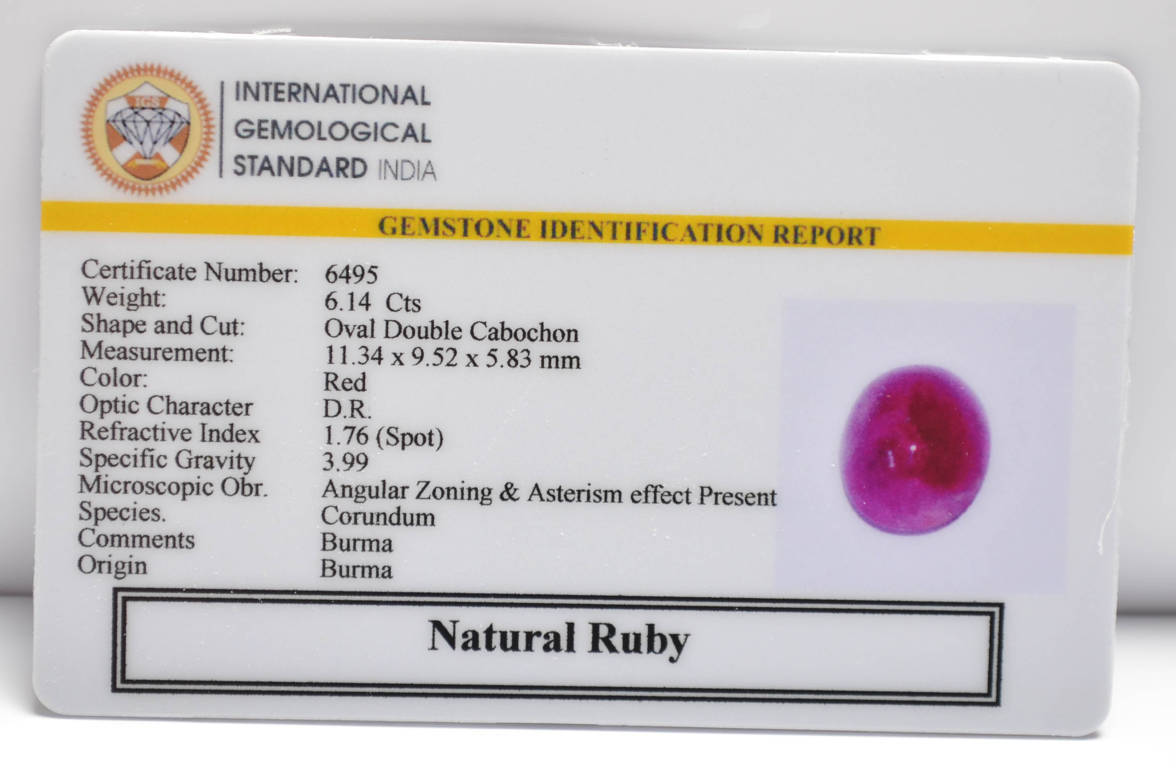 BMR144 2 RUBY (BURMA MINES) 6.14 Ct.