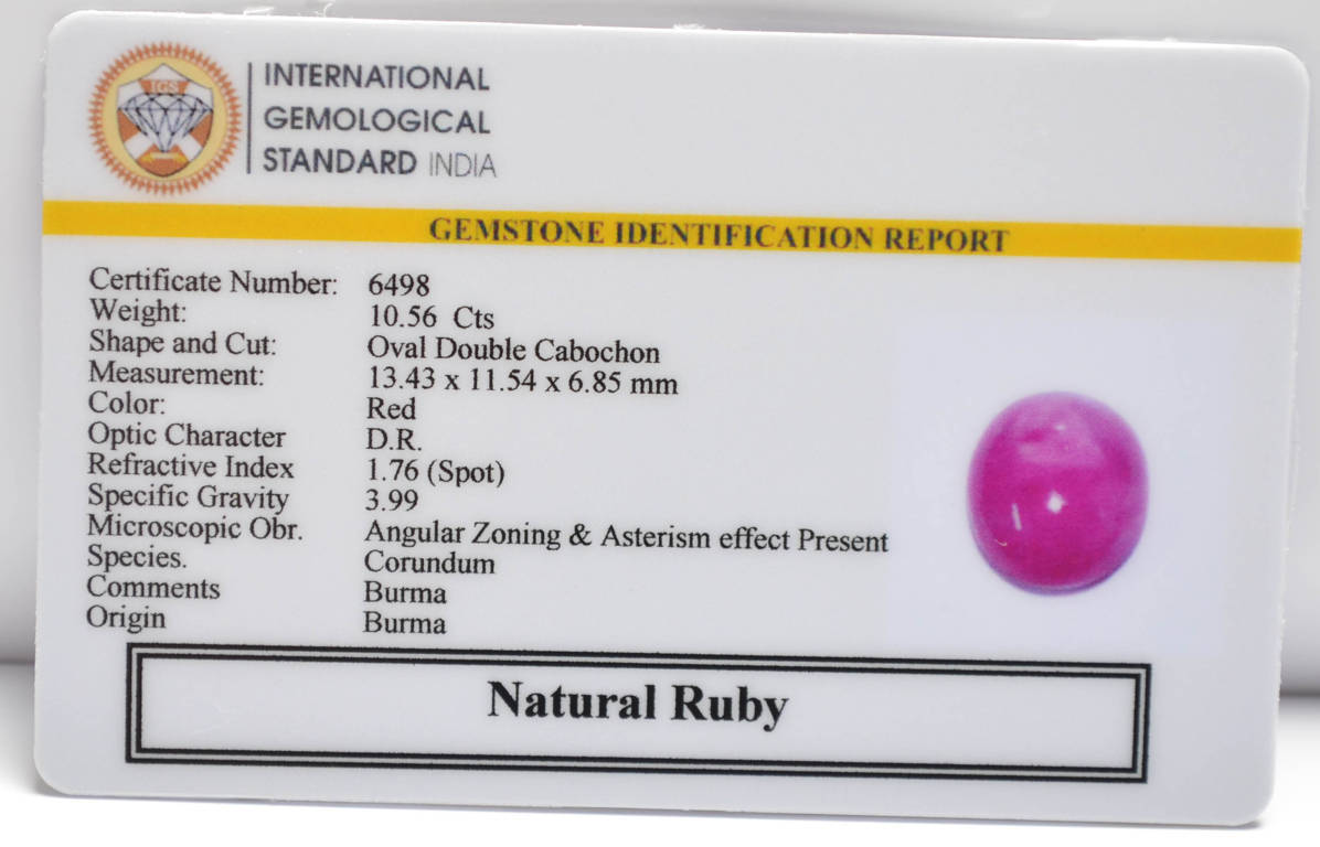 BMR146 2 RUBY (BURMA MINES) 10.56 Ct.