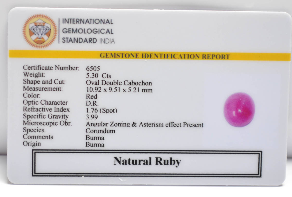 BMR151 2 RUBY (BURMA MINES) 5.3 Ct.