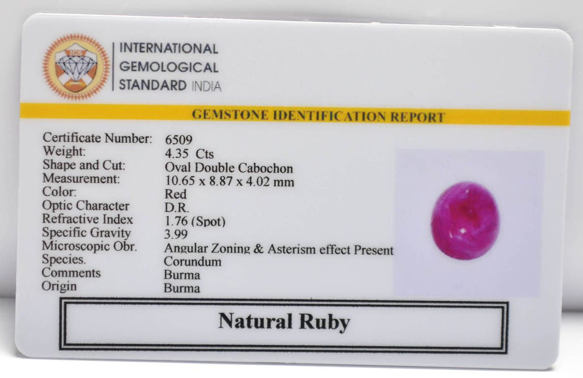 RUBY (BURMA MINES) 4.35 Ct. 3 BMR155 2 RUBY (BURMA MINES) 4.35 Ct.
