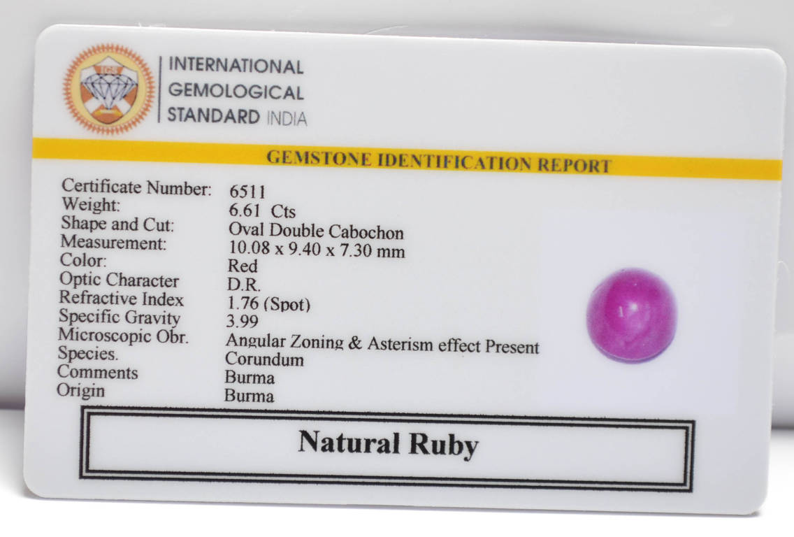 BMR156 2 RUBY (BURMA MINES) 6.61 Ct.