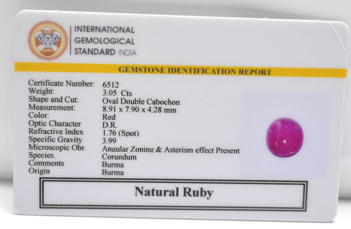 BMR157 2 RUBY (BURMA MINES) 3.05 Ct.