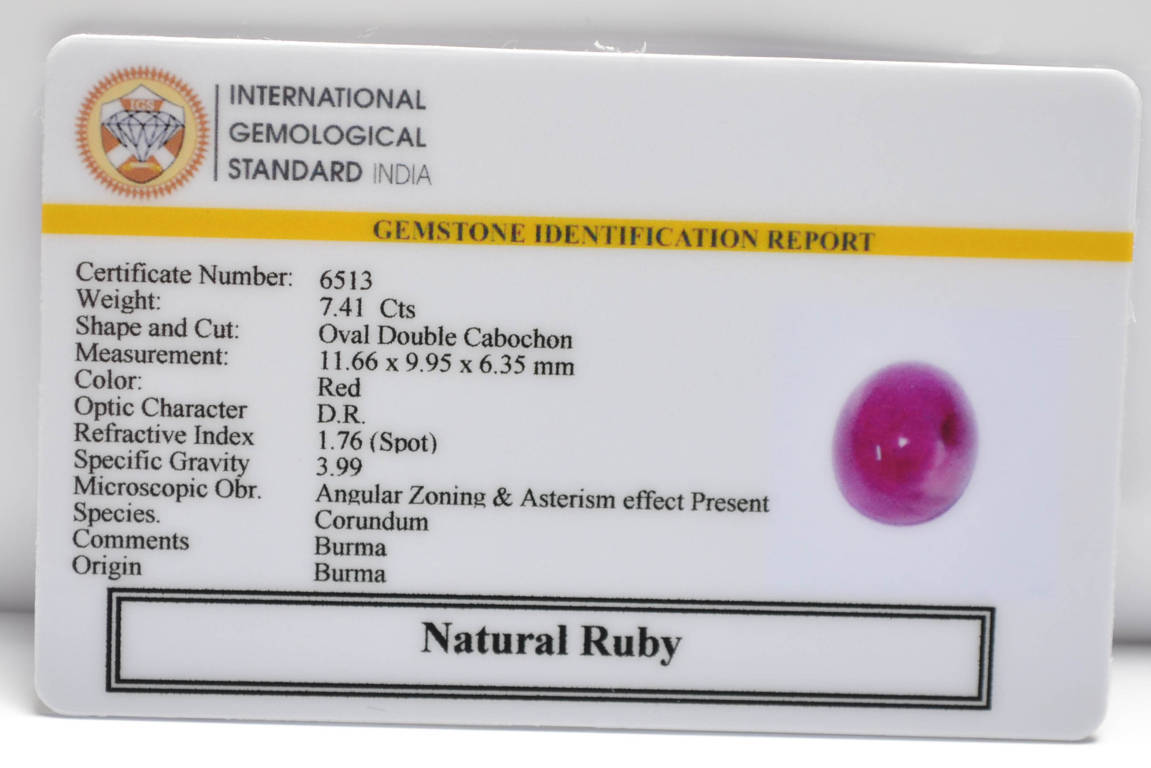 BMR158 2 RUBY (BURMA MINES) 7.41 Ct.