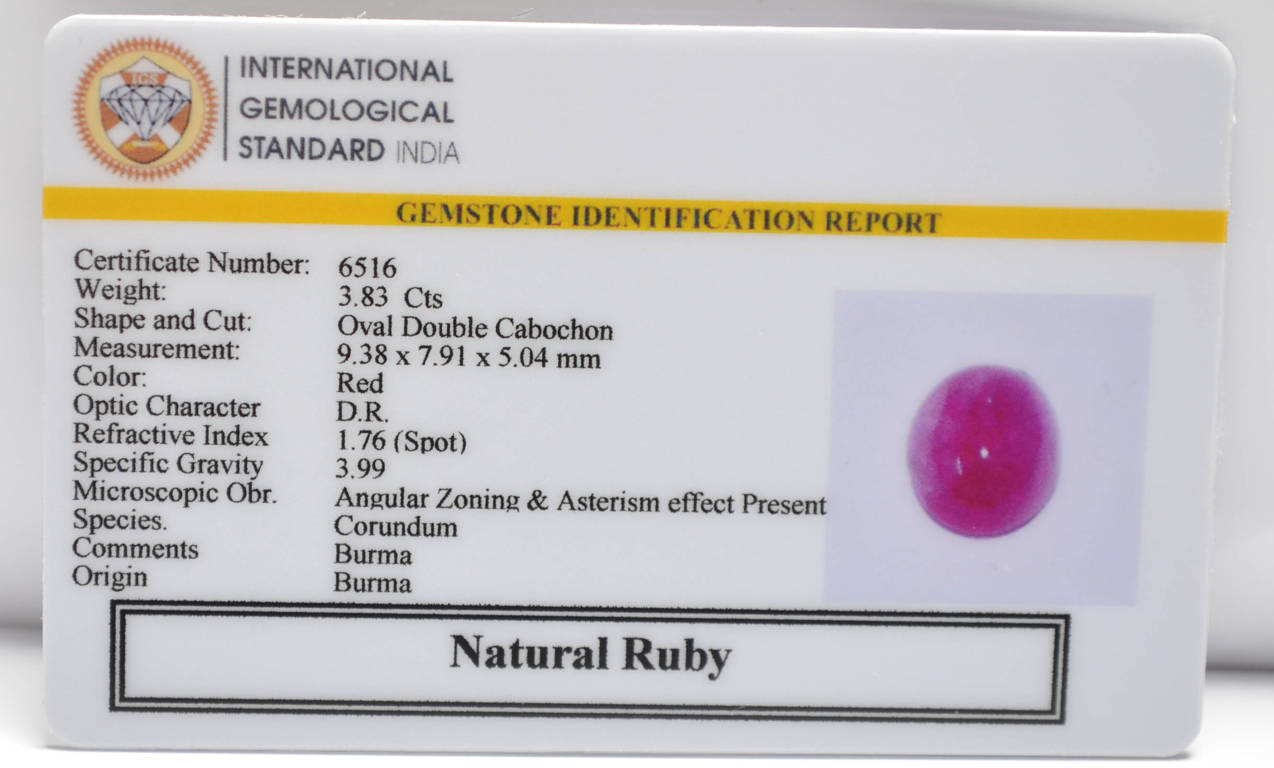 BMR161 2 RUBY (BURMA MINES) 3.83 Ct.