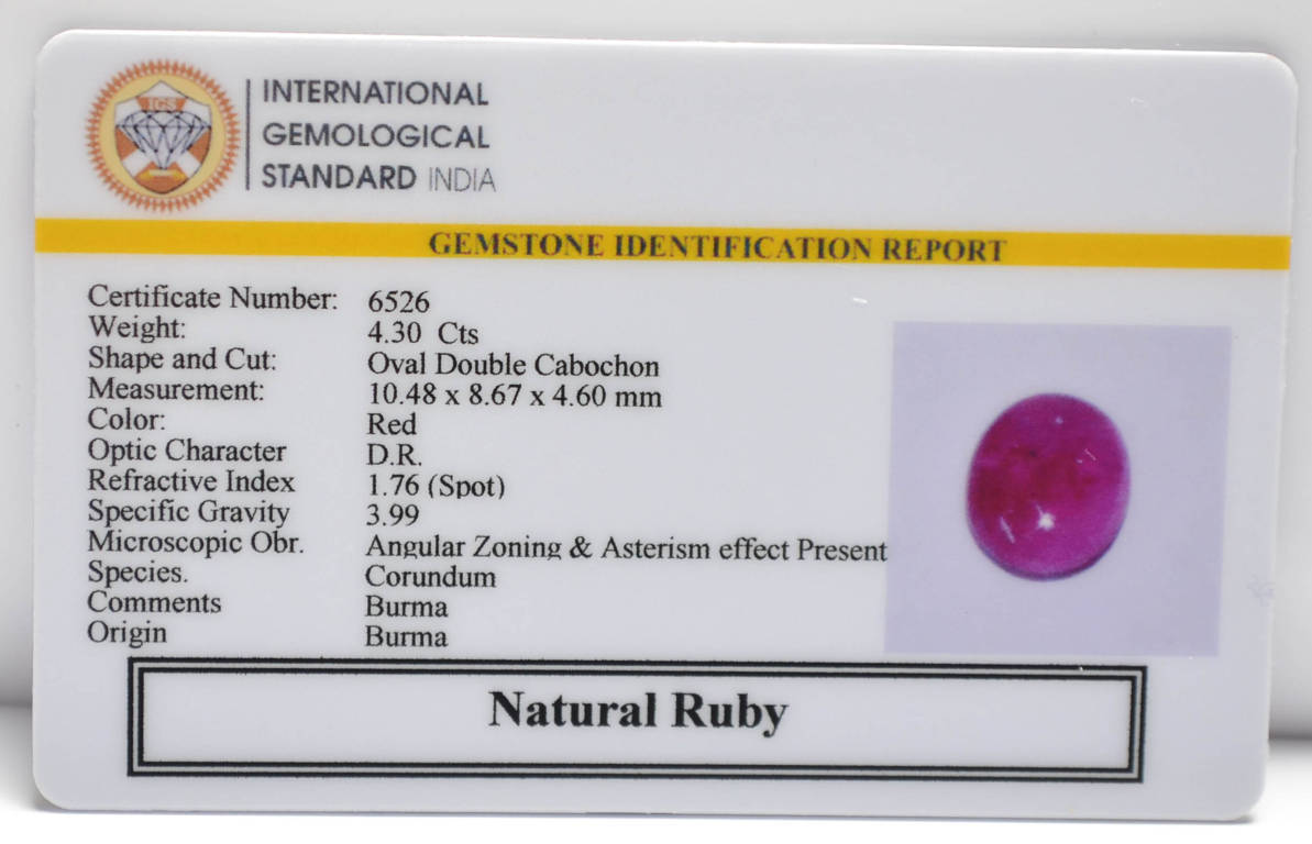 BMR168 2 RUBY (BURMA MINES) 4.3 Ct.