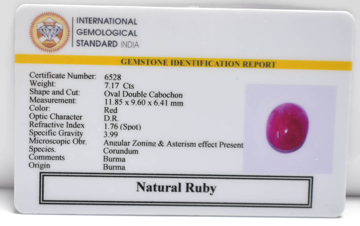 BMR169 2 RUBY (BURMA MINES) 7.17 Ct.