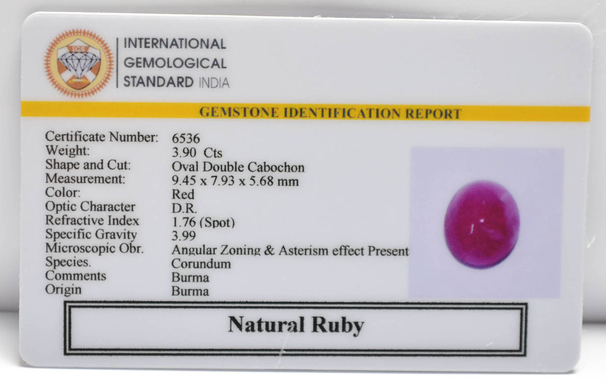 BMR176 2 RUBY (BURMA MINES) 3.9 Ct.