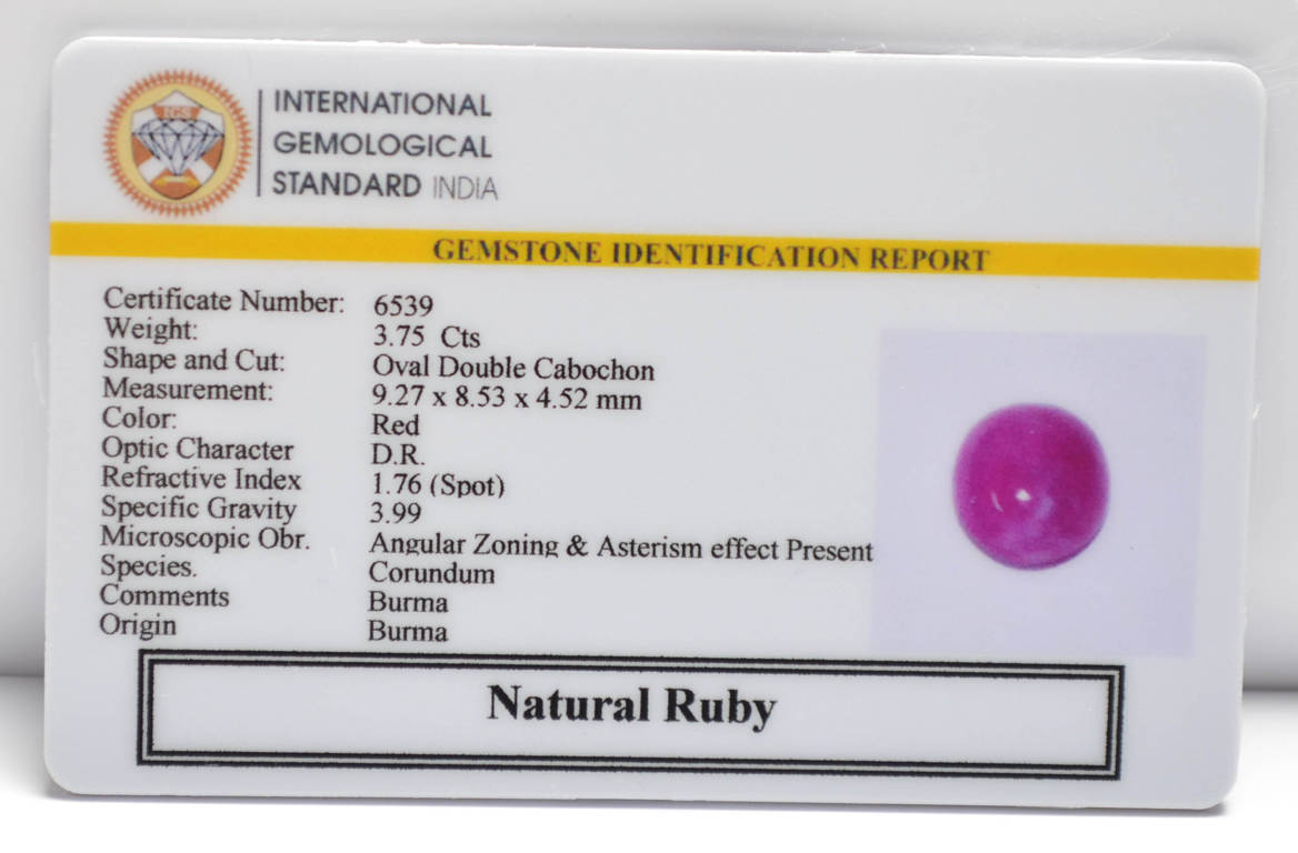 BMR179 2 RUBY (BURMA MINES) 3.75 Ct.