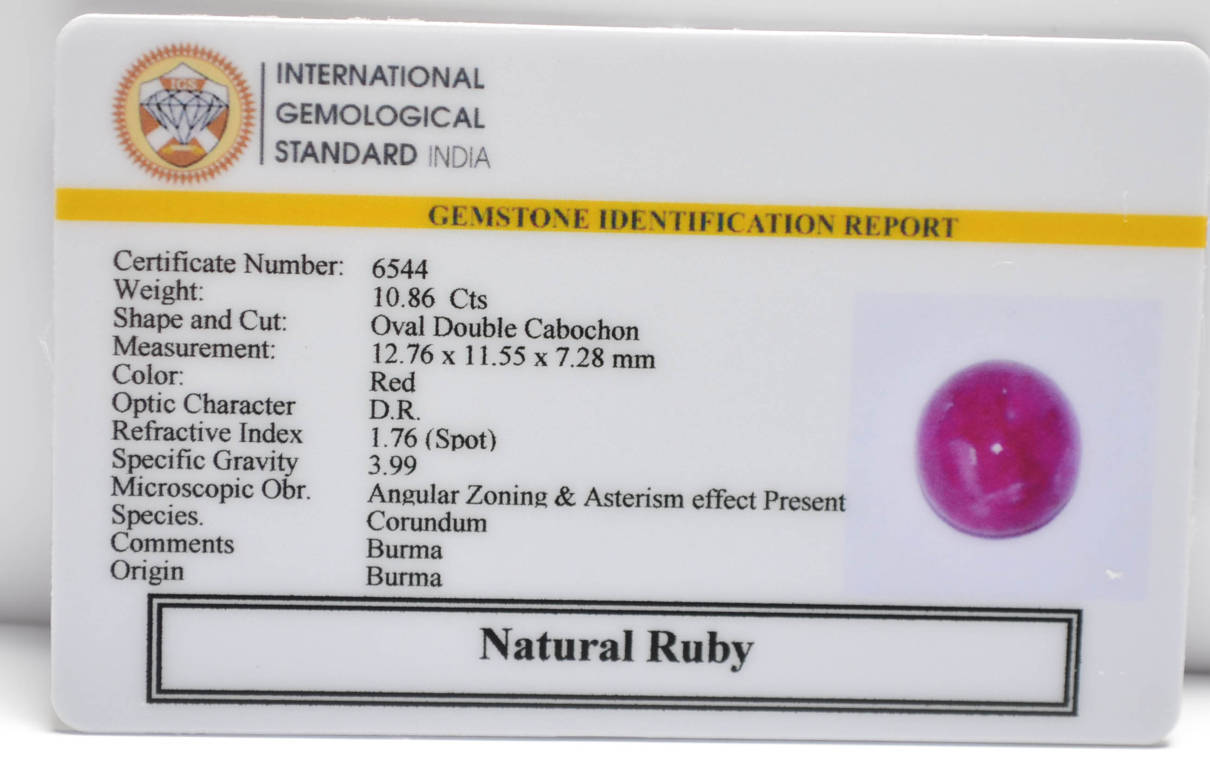 BMR184 2 RUBY (BURMA MINES) 10.86 Ct.