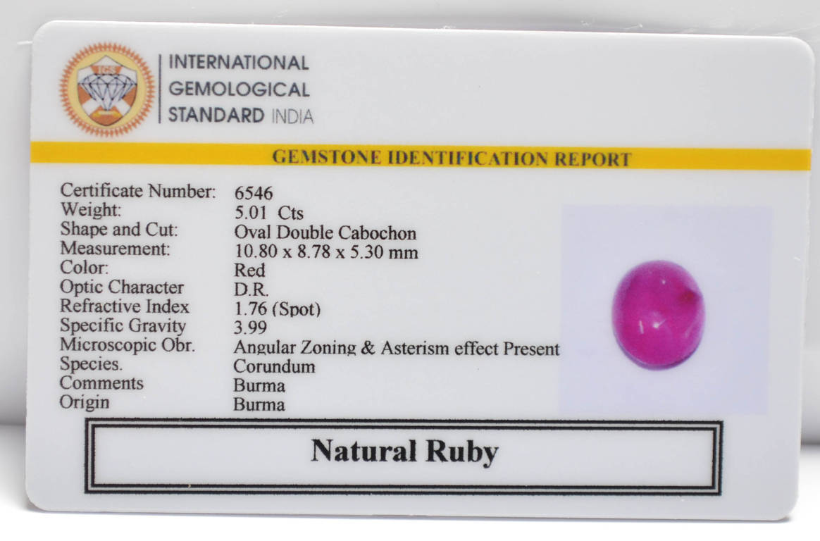 BMR186 2 RUBY (BURMA MINES) 5.01 Ct.