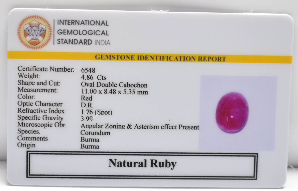 BMR188 2 RUBY (BURMA MINES) 4.86 Ct.