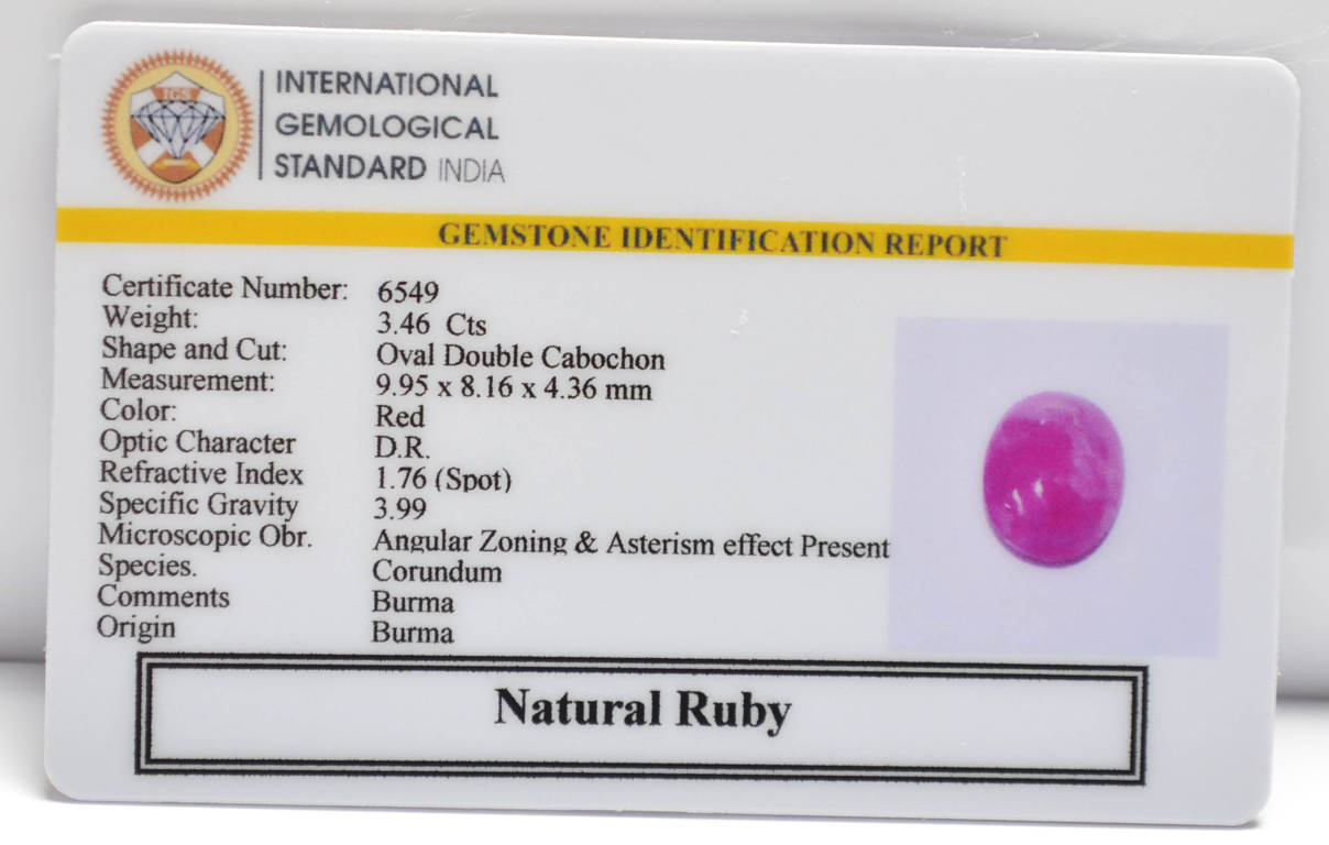 BMR189 2 RUBY (BURMA MINES) 3.46 Ct.