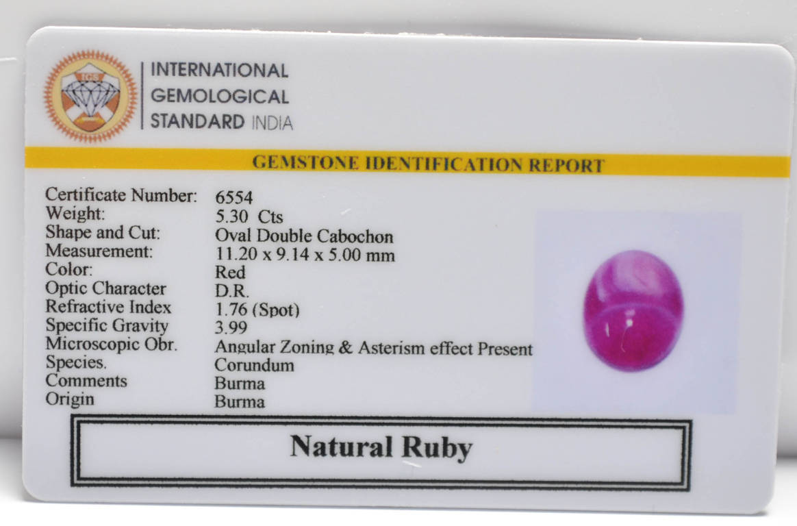 BMR193 2 RUBY (BURMA MINES) 5.3 Ct.